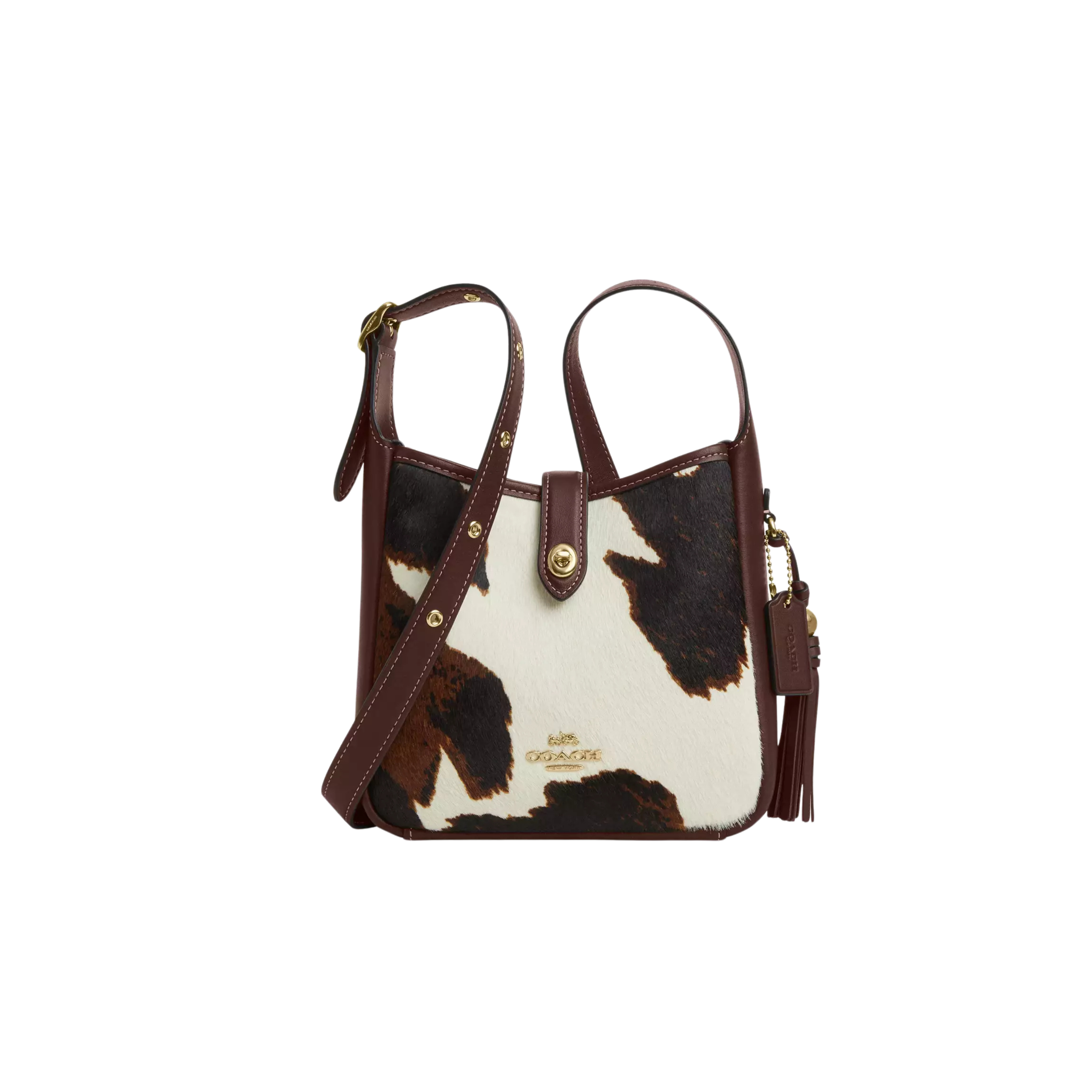 COACH Women Hadley Mini Crossbody Bag - Cow Printed Haircalf Gold