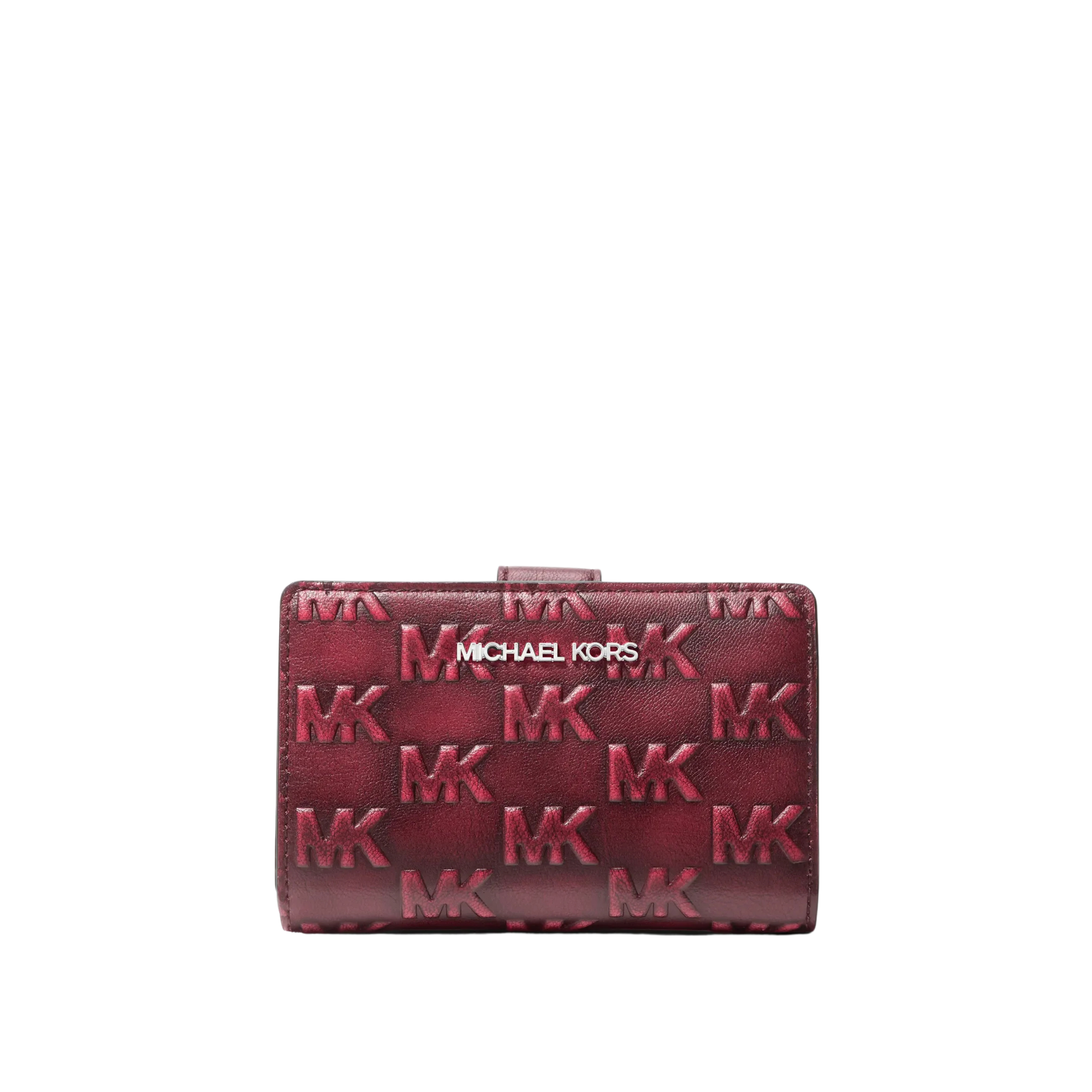 Michael Kors Women Jet Set Travel Medium Logo Embossed Wallet - Maroon
