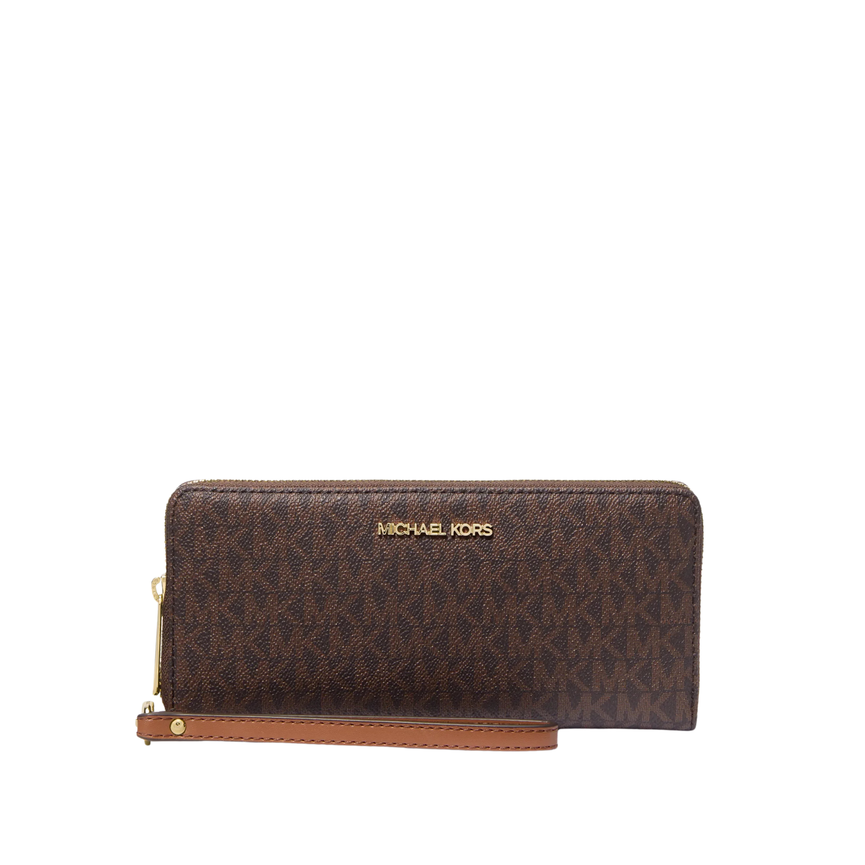 Michael Kors Women Jet Set Travel Large Logo Continental Wristlet - Brown