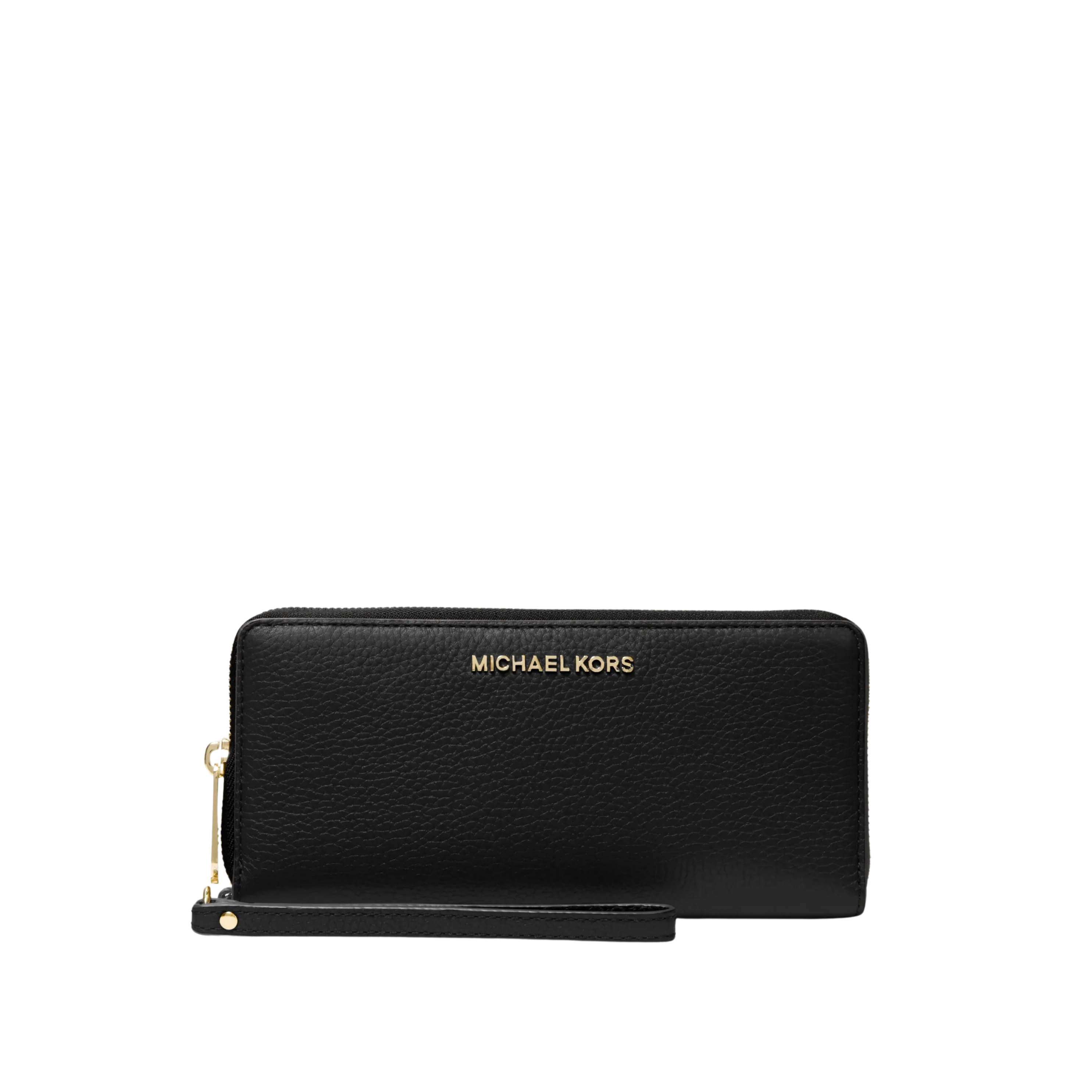 Michael Kors Women Jet Set Travel Large Pebbled Leather Wristlet - Black