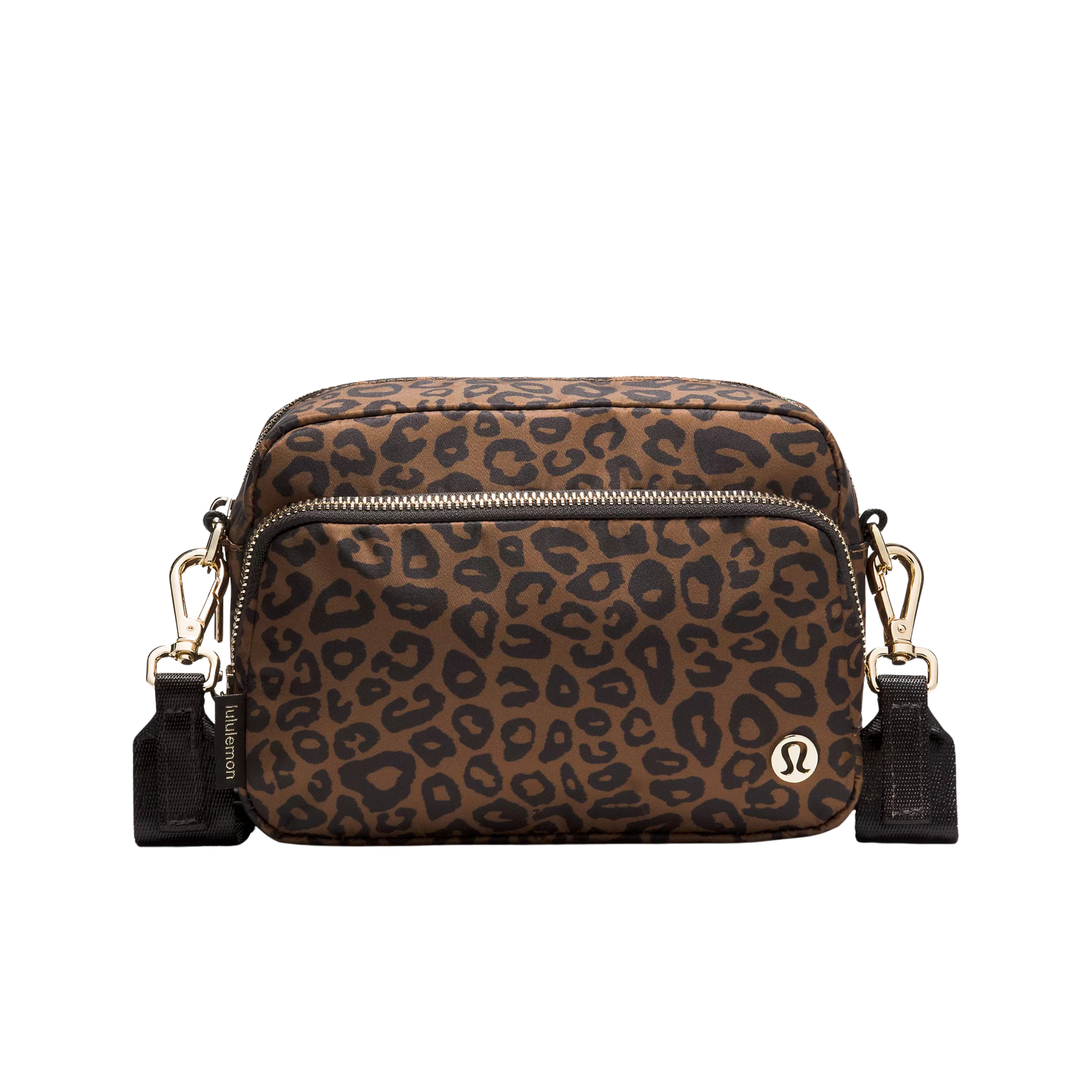 Lululemon Everywhere Crossbody Bag 2L Metal Hardware - Leopardo Shift Midi Desert Khaki Multi Night Brown Gold