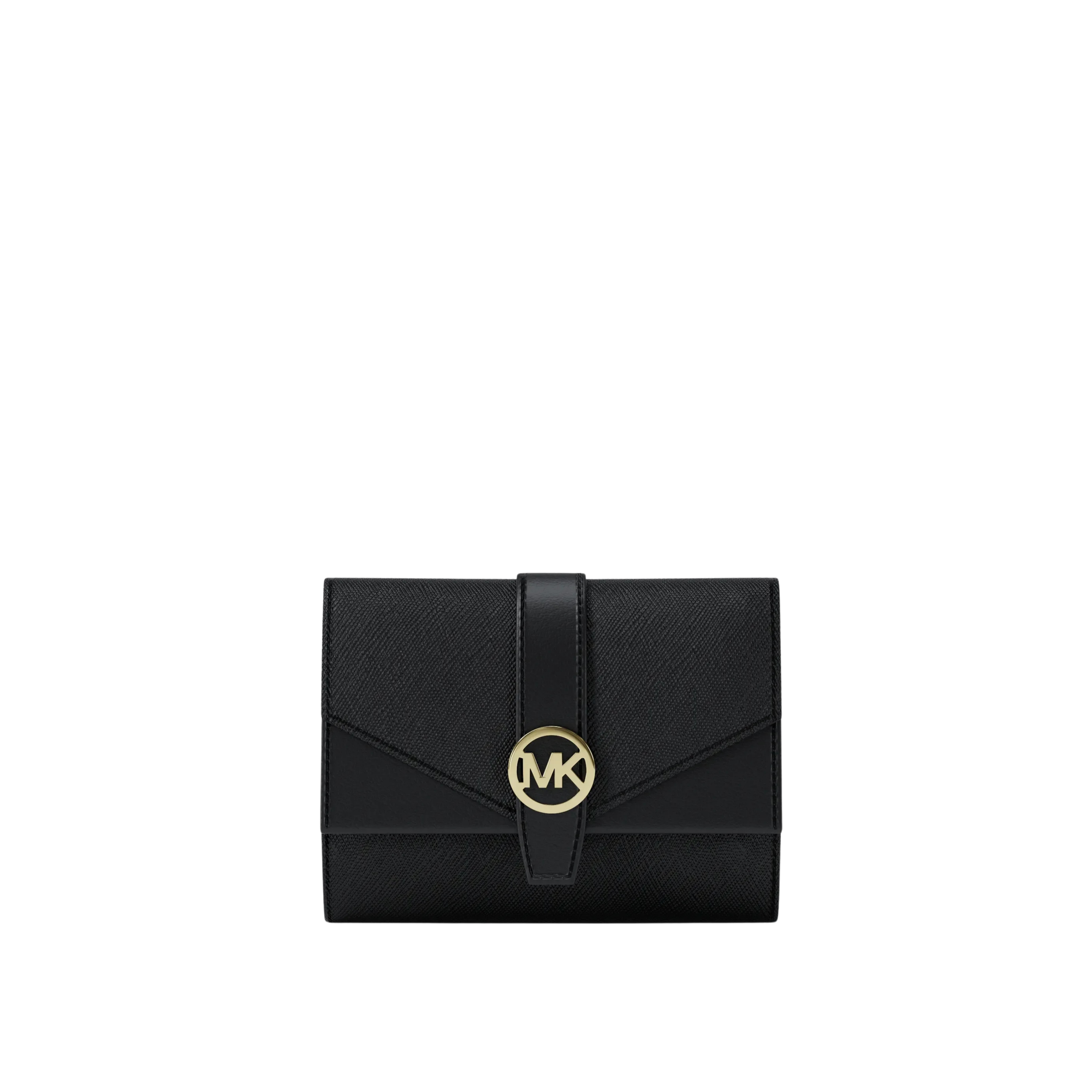 Michael Kors Women Greenwich Medium Leather Trifold Wallet - Black