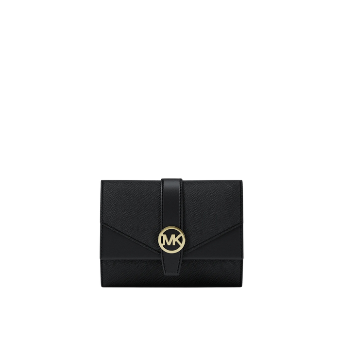 Michael Kors Women Greenwich Medium Leather Trifold Wallet - Black