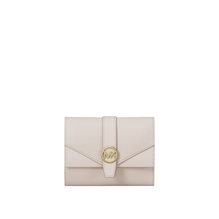 Michael Kors Women Greenwich Medium Leather Trifold Wallet - Lt Cream