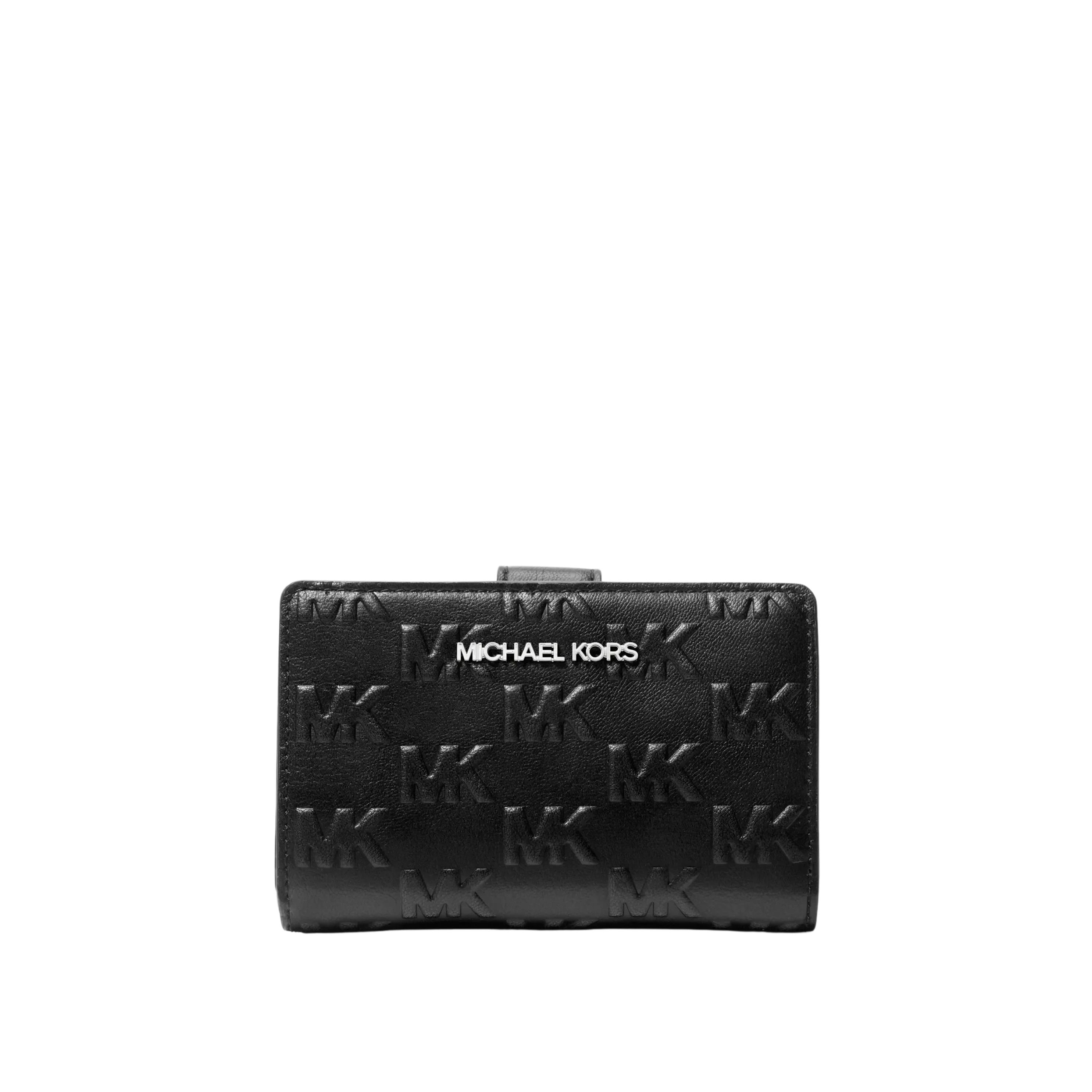 Michael Kors Women Jet Set Travel Medium Logo Embossed Wallet - Black