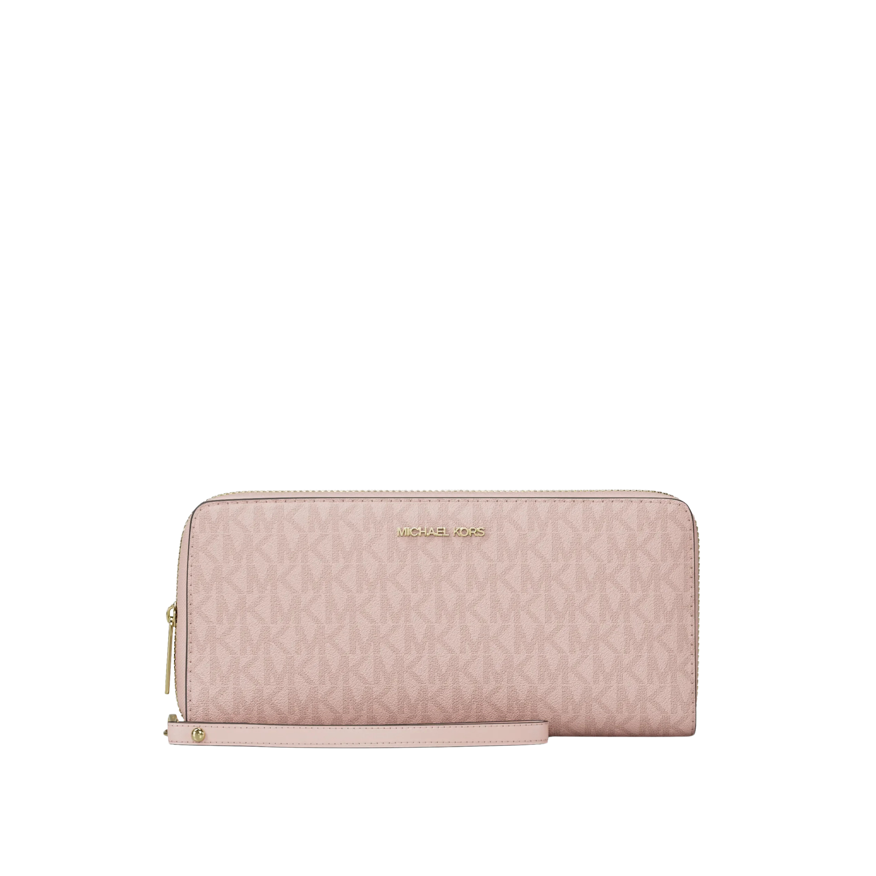 Michael Kors Women Jet Set Travel Large Signature Logo Continental Wristlet - Powder Blush