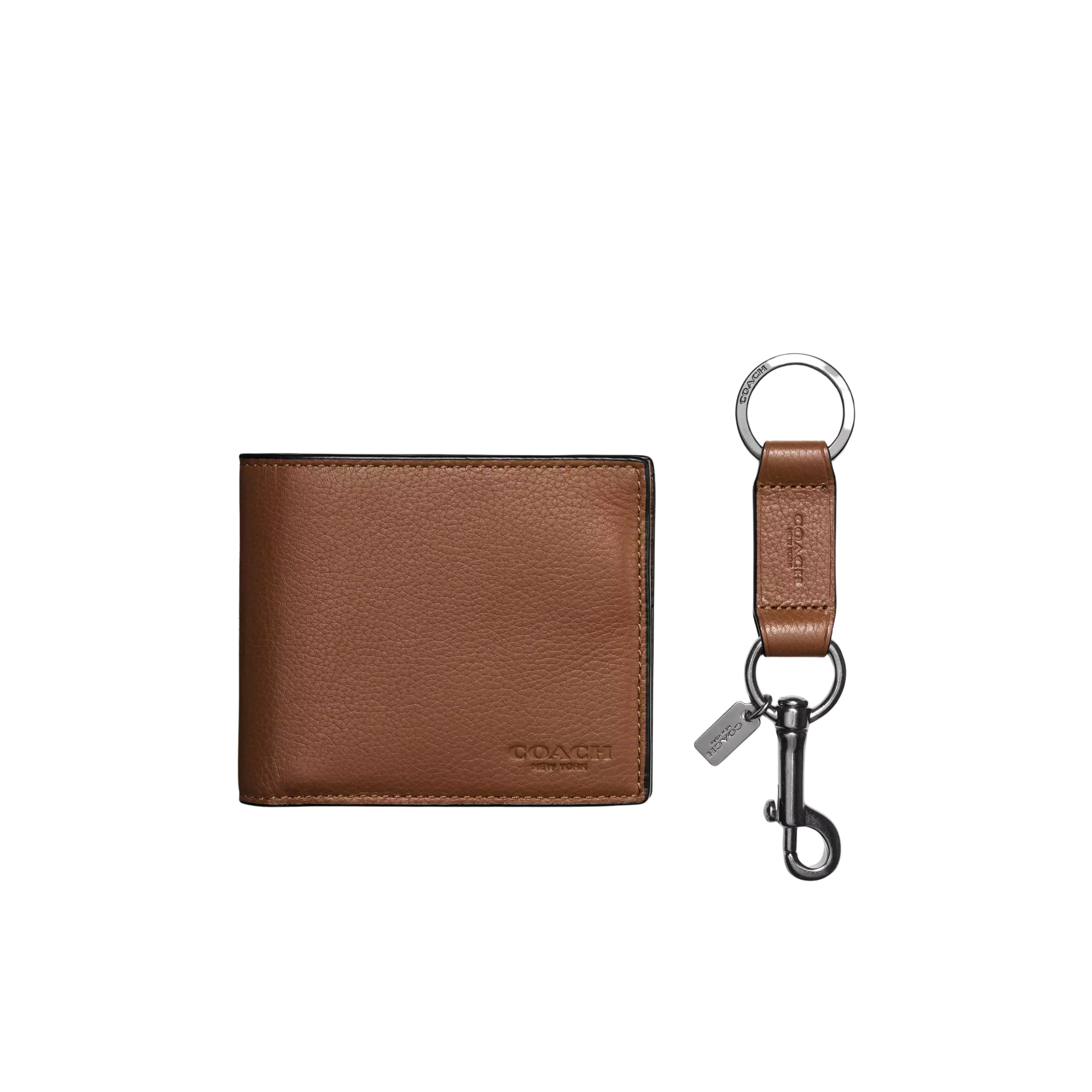 COACH Men Boxed 3-In-1 Wallet Gift Set - Dark Saddle