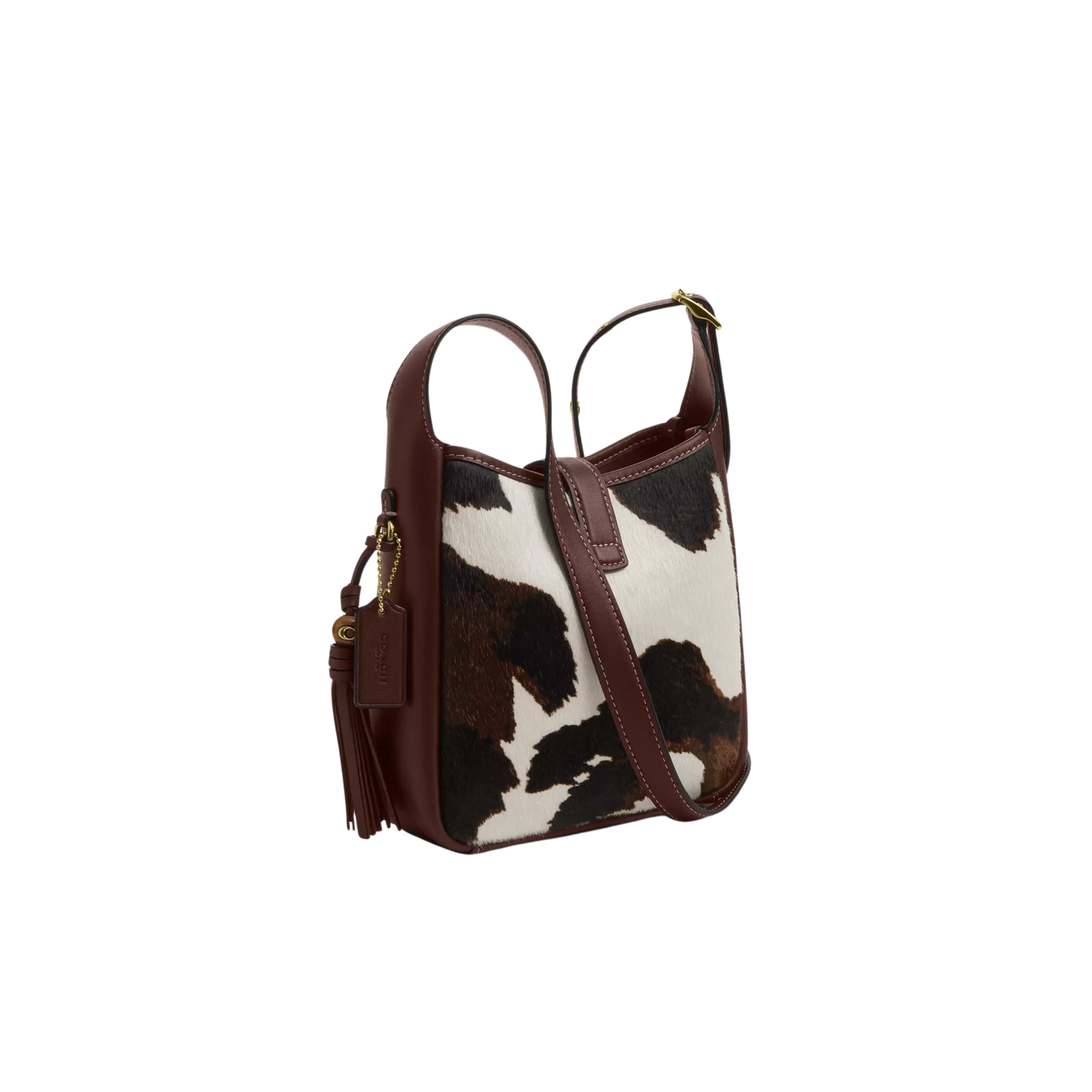 COACH Women Hadley Mini Crossbody Bag - Cow Printed Haircalf Gold