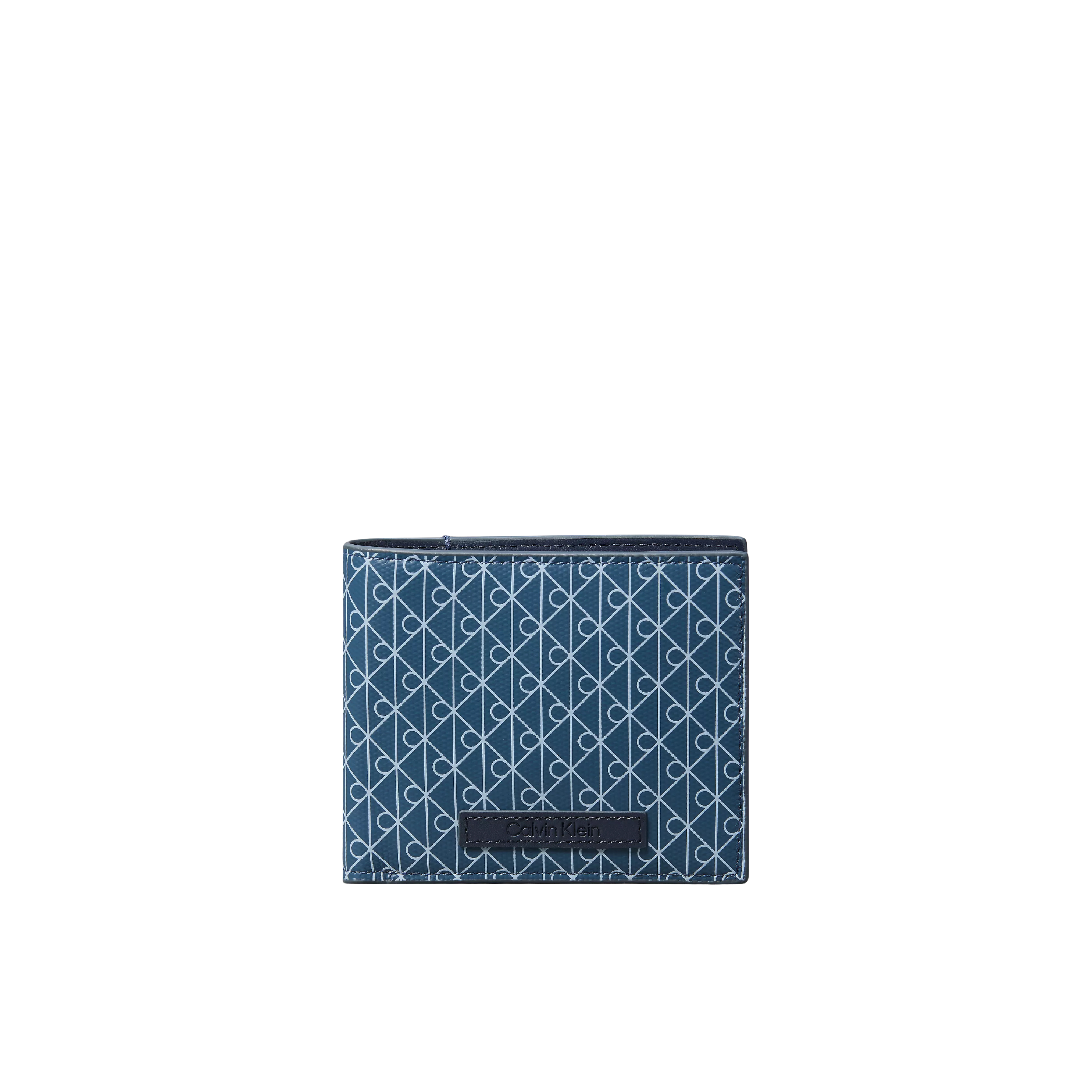 Calvin Klein Men Allover Emblem Logo Bifold Wallet with Coin Pouch - Blue Nights