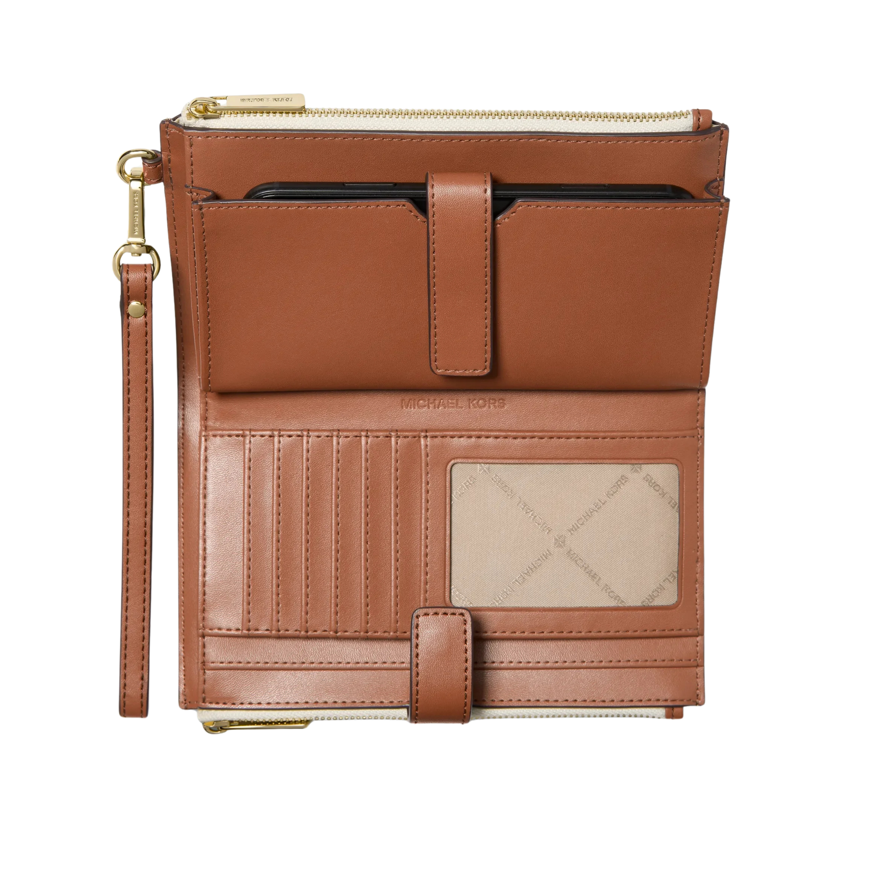 Michael Kors Women Jet Set Travel Signature Logo Smartphone Wallet - Vanilla