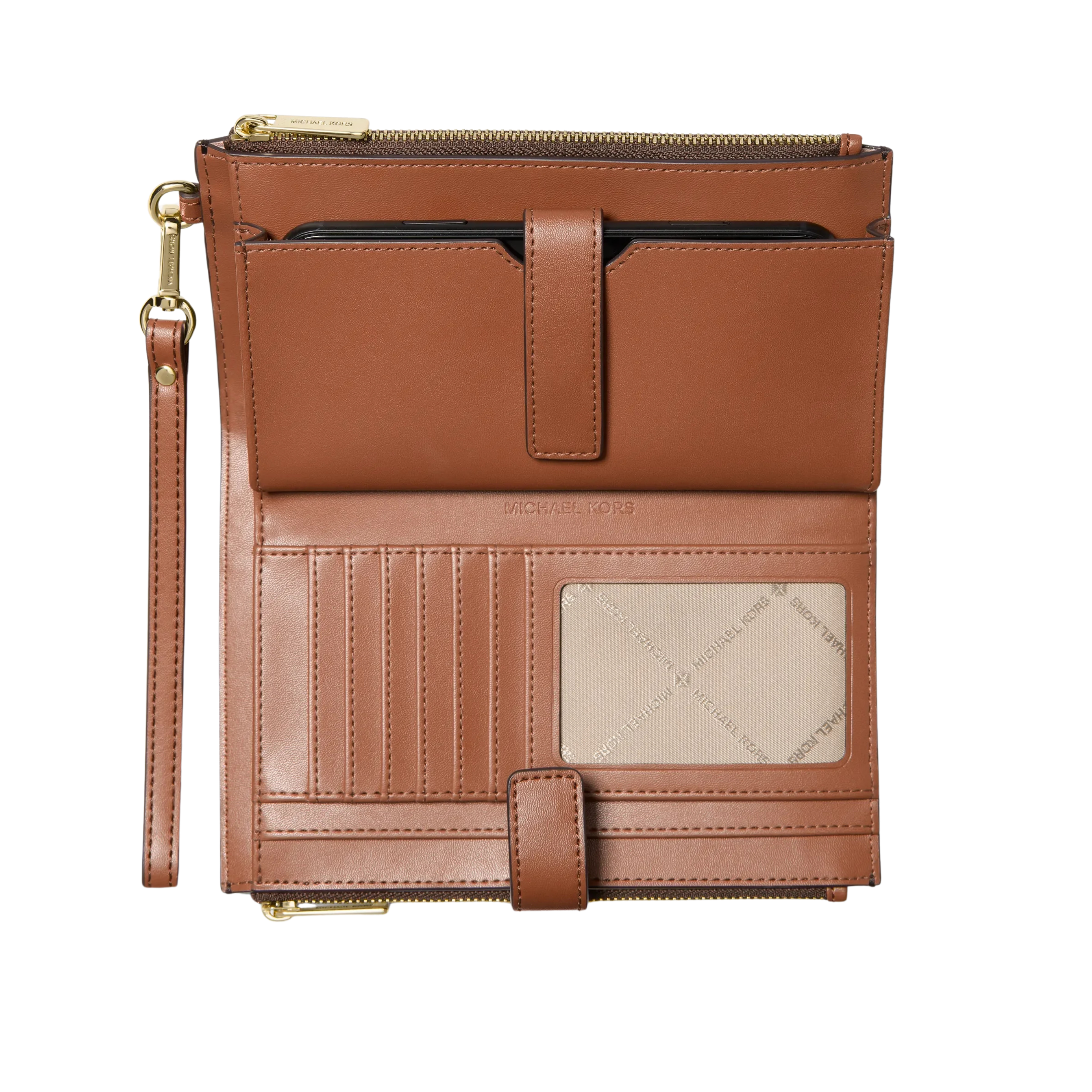 Michael Kors Women Jet Set Travel Signature Logo Smartphone Wallet - Brown