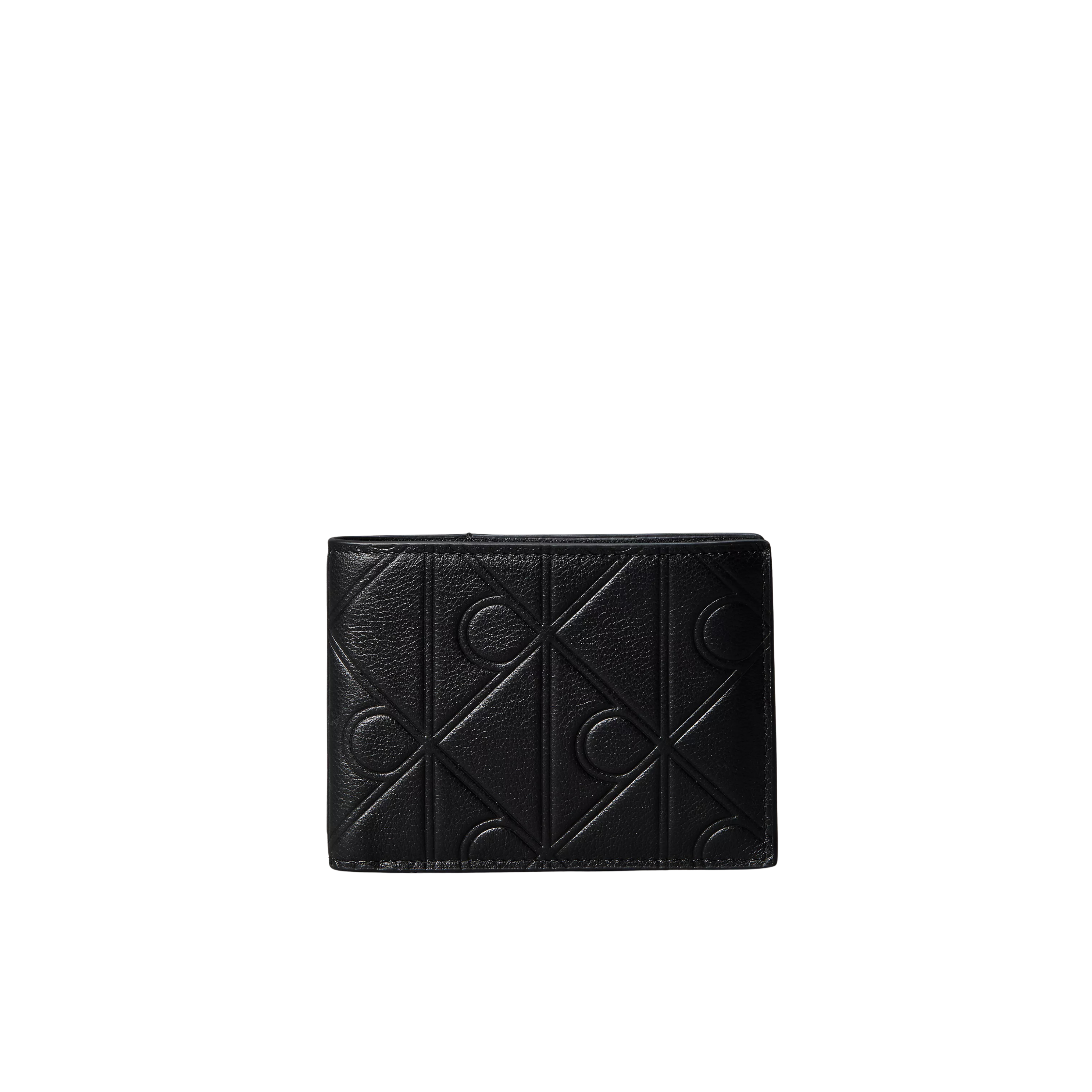 Calvin Klein Men Embossed Emblem Logo Trifold Wallet - Black