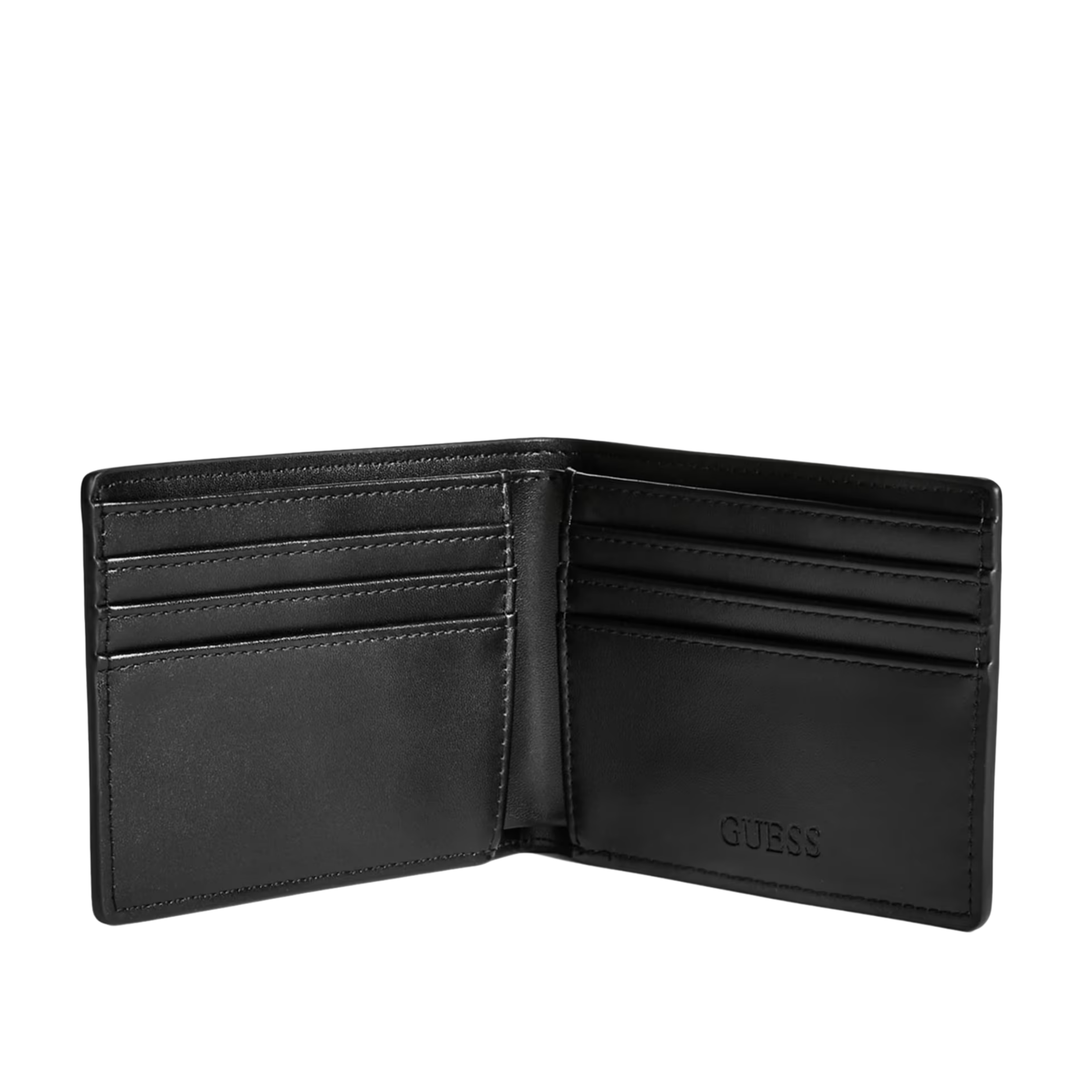 Guess Men Slim Logo Striped Bifold Wallet - Black