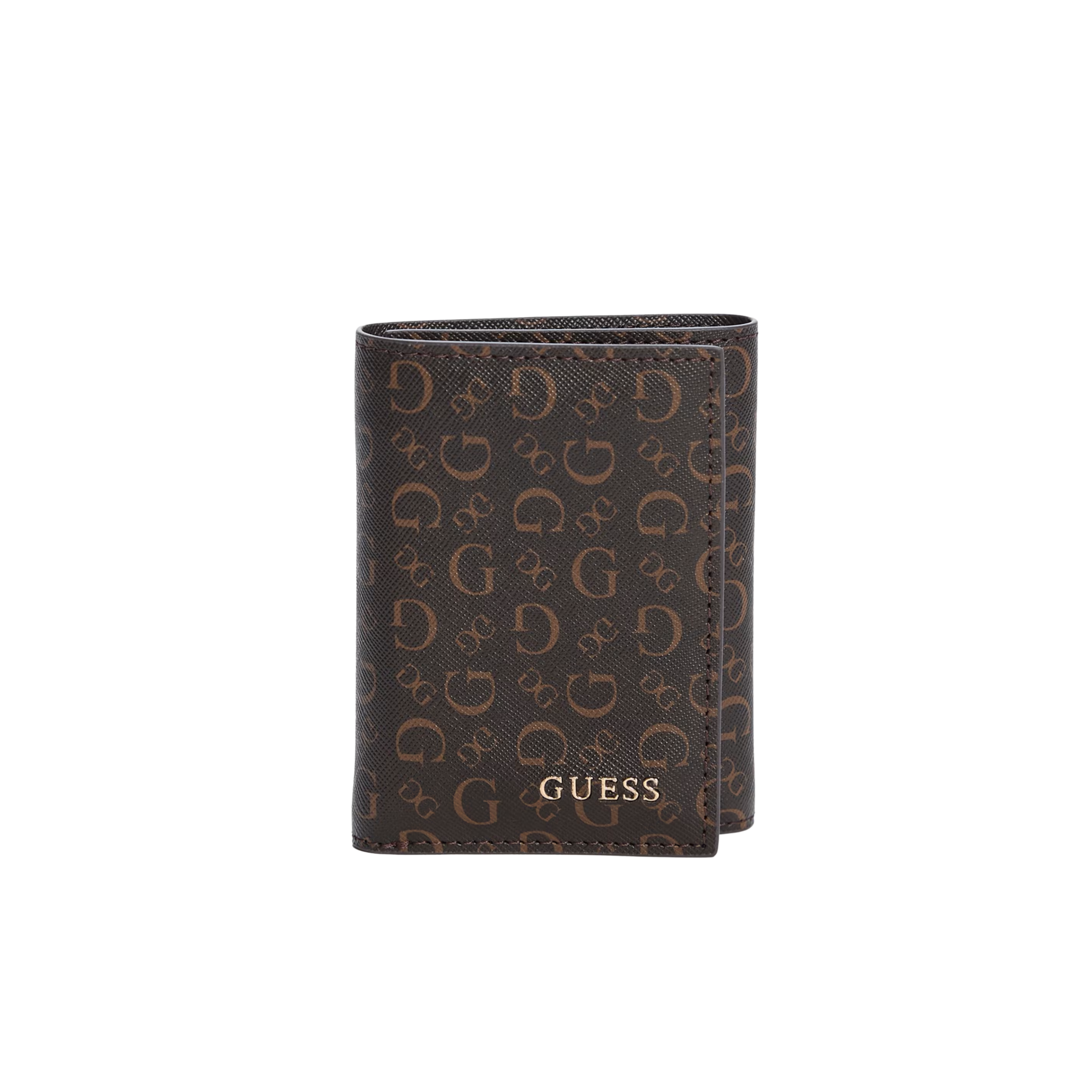 Guess Men G Logo Trifold Faux-Leather Wallet - Brown