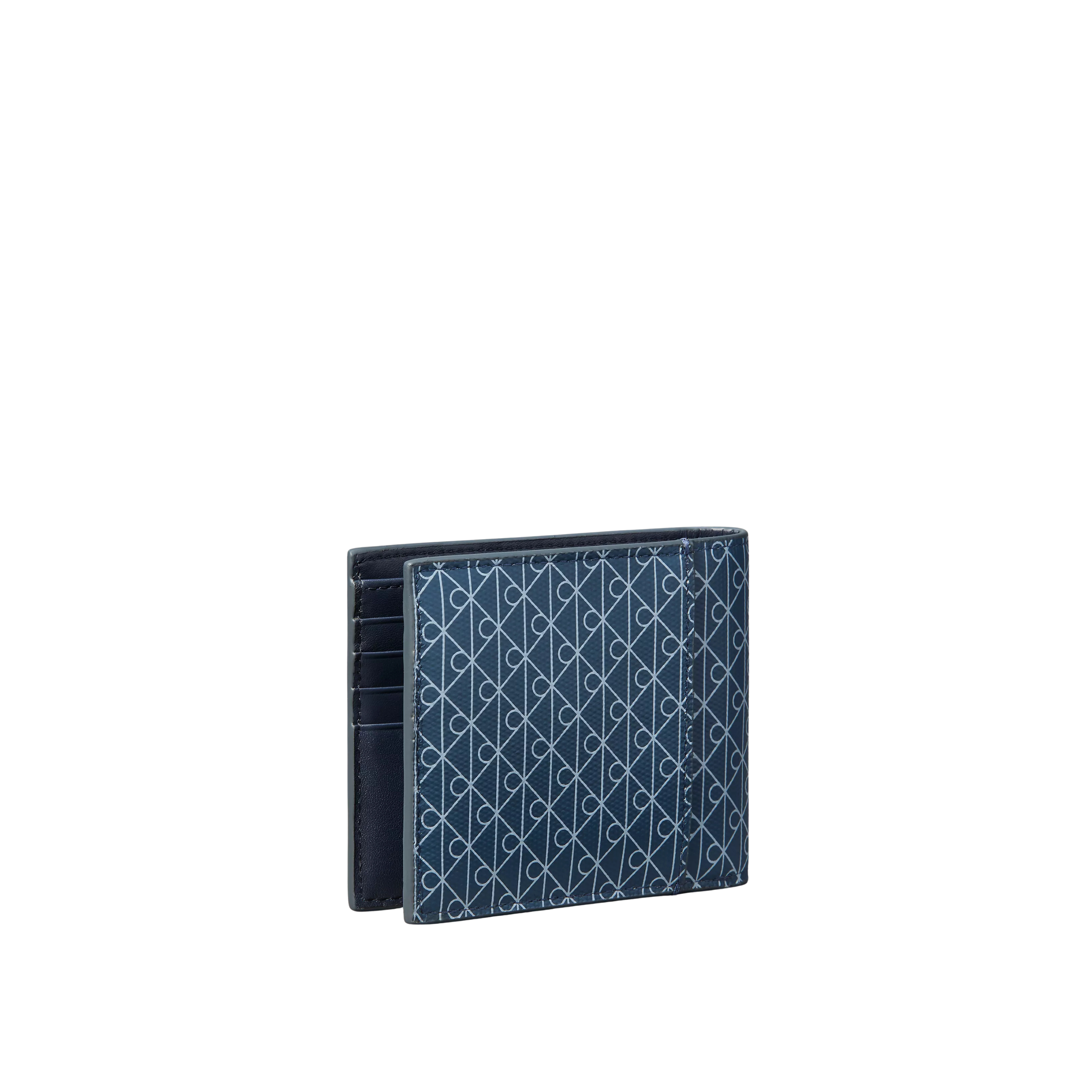 Calvin Klein Men Allover Emblem Logo Bifold Wallet with Coin Pouch - Blue Nights