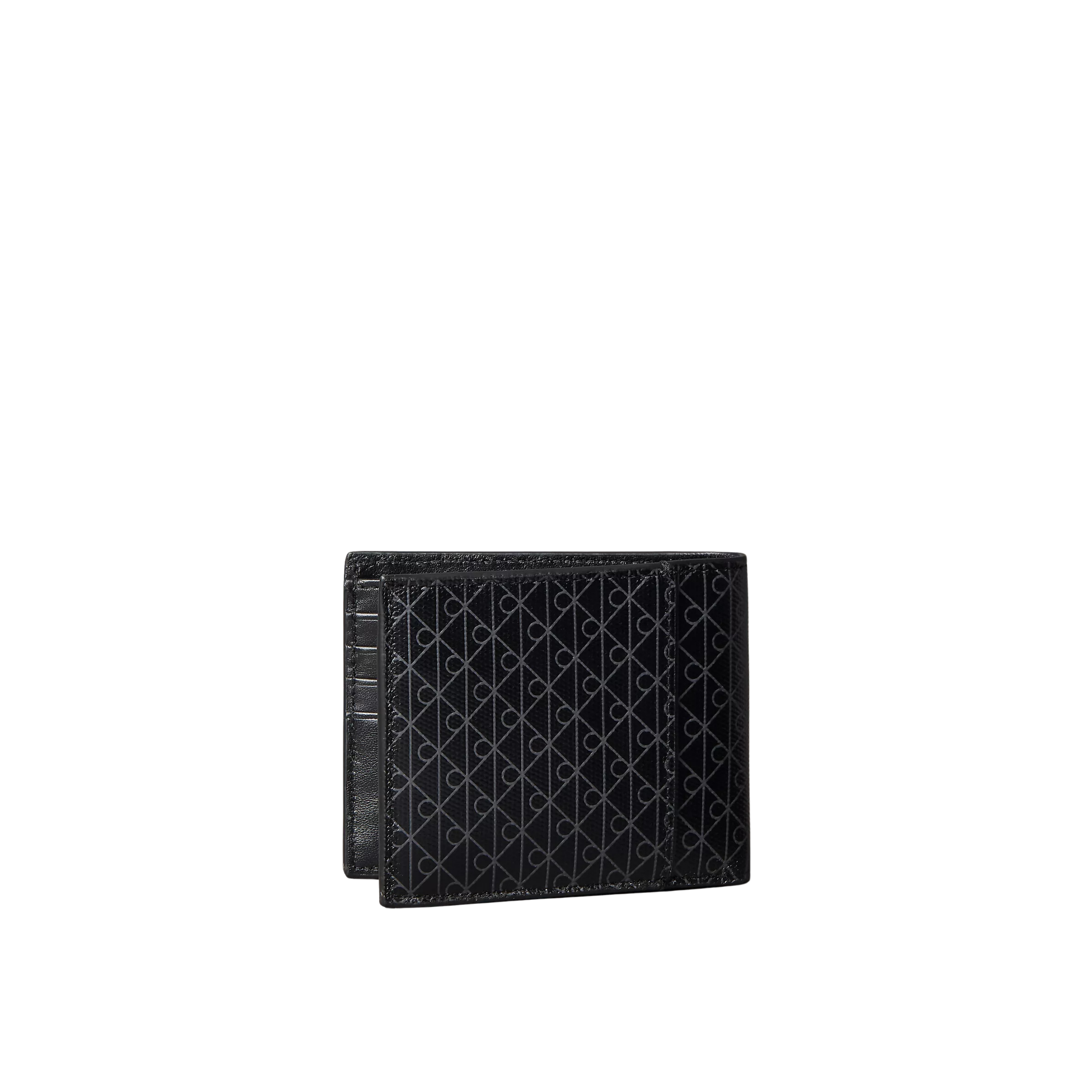 Calvin Klein Men Allover Emblem Logo Bifold Wallet with Coin Pouch - Black