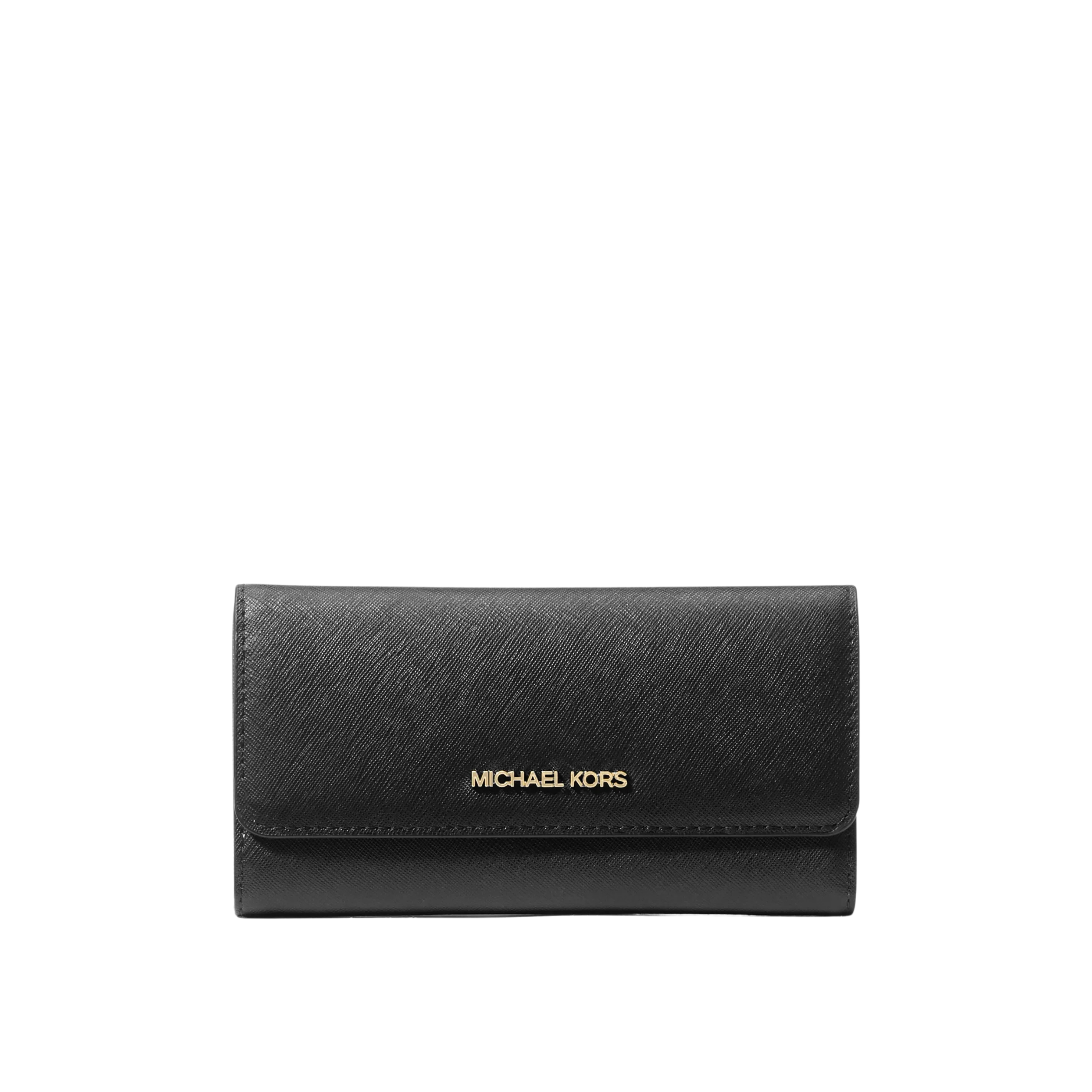 Michael Kors Women Jet Set Travel Crossgrain Leather Tri Fold Wallet - Black