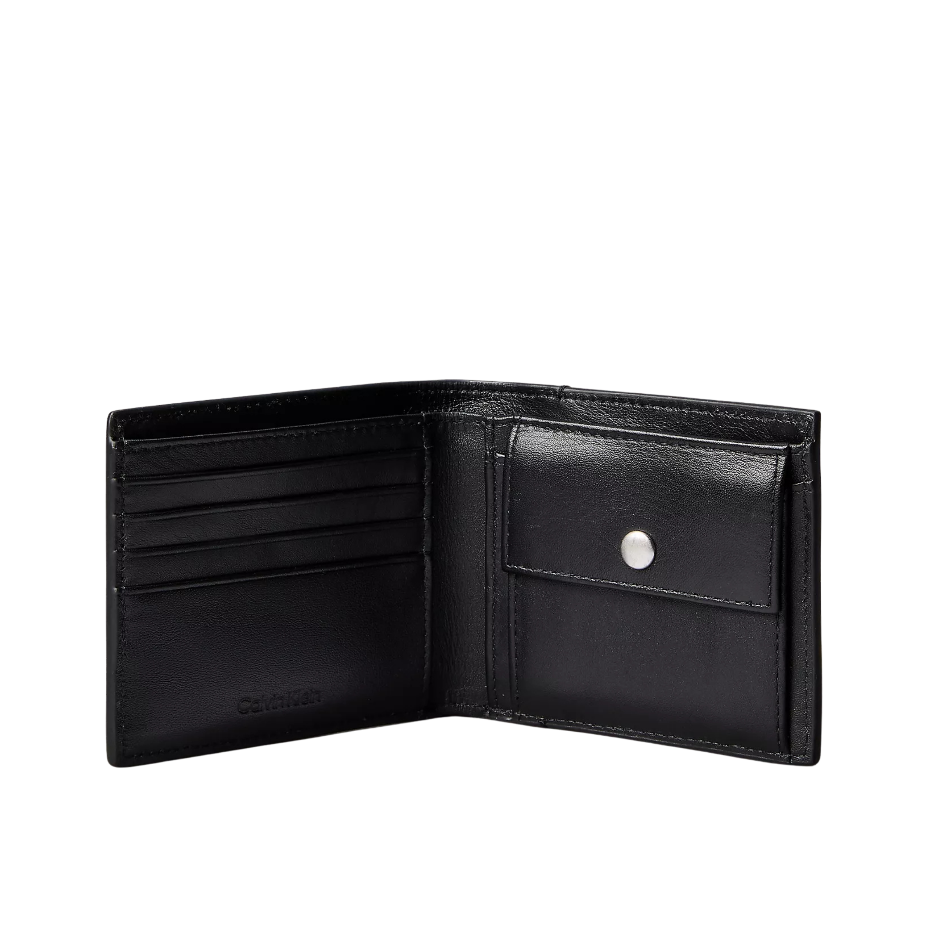 Calvin Klein Men Allover Emblem Logo Bifold Wallet with Coin Pouch - Black