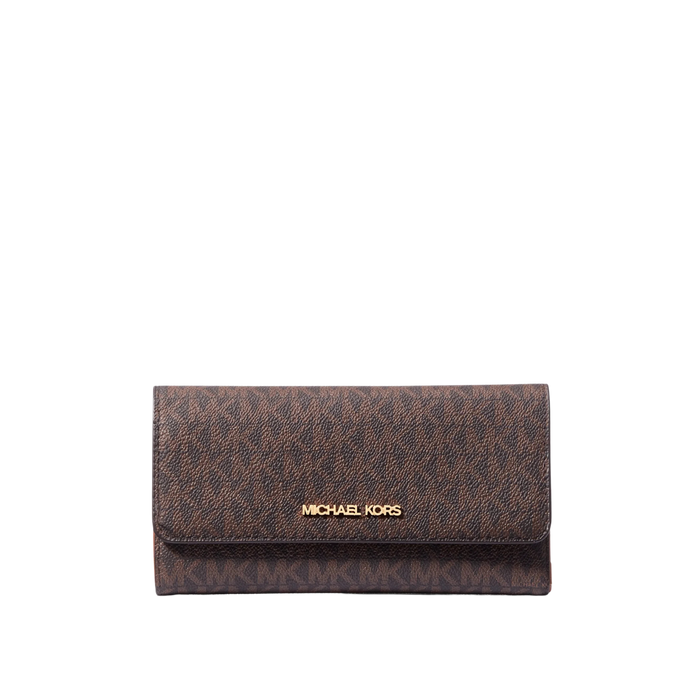 Michael Kors Women Jet Set Large Logo Trifold Wallet - Brown