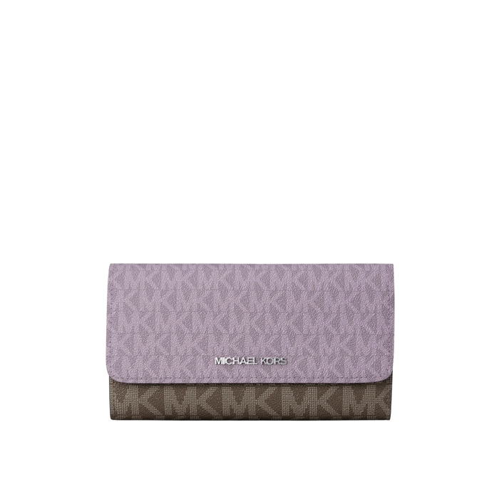 Michael Kors Women Jet Set Large Signature Logo Tri Fold Wallet - Lilac