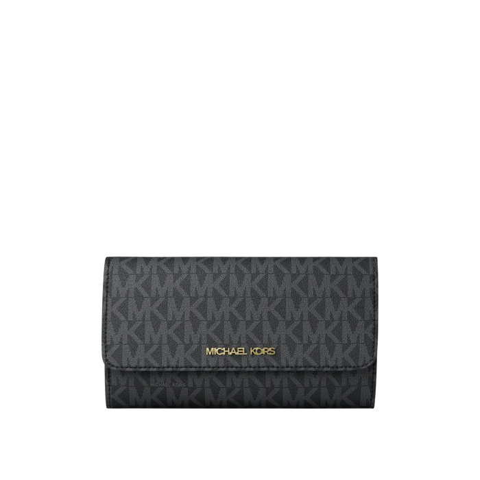 Michael Kors Women Jet Set Large Logo Trifold Wallet - Black
