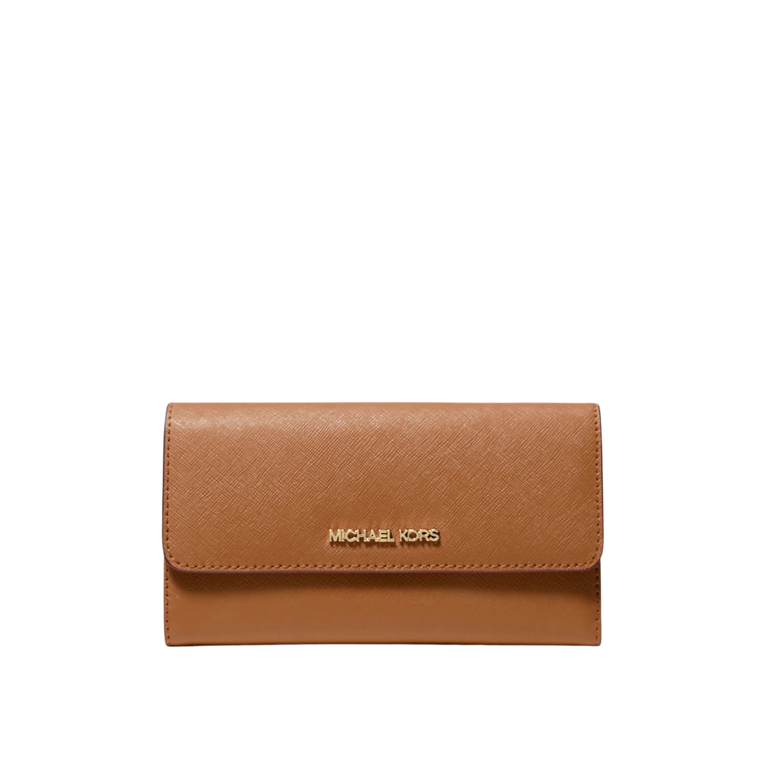 Michael Kors Women Jet Set Travel Crossgrain Leather Tri Fold Wallet - Luggage