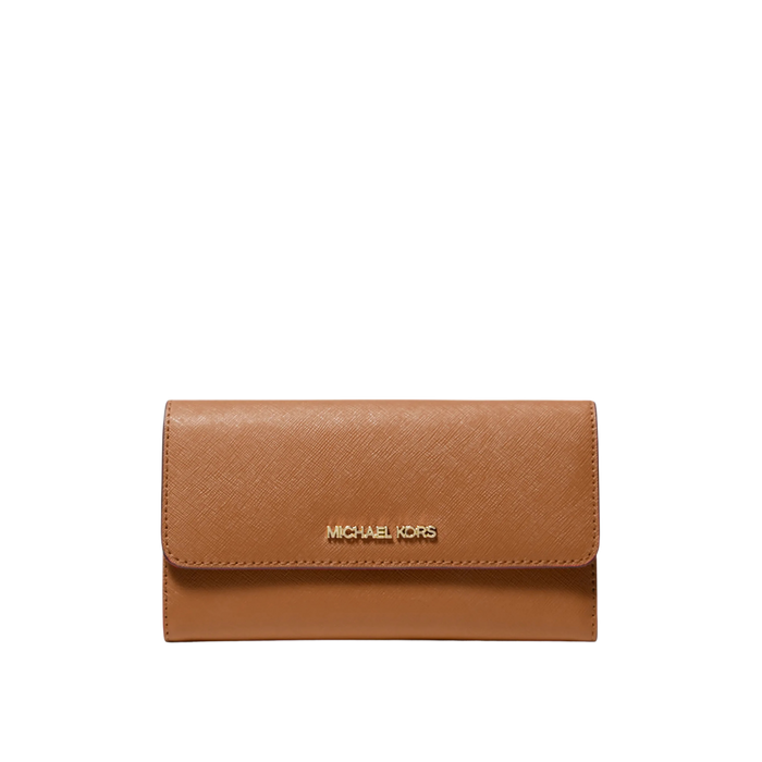 Michael Kors Women Jet Set Travel Crossgrain Leather Tri Fold Wallet - Luggage