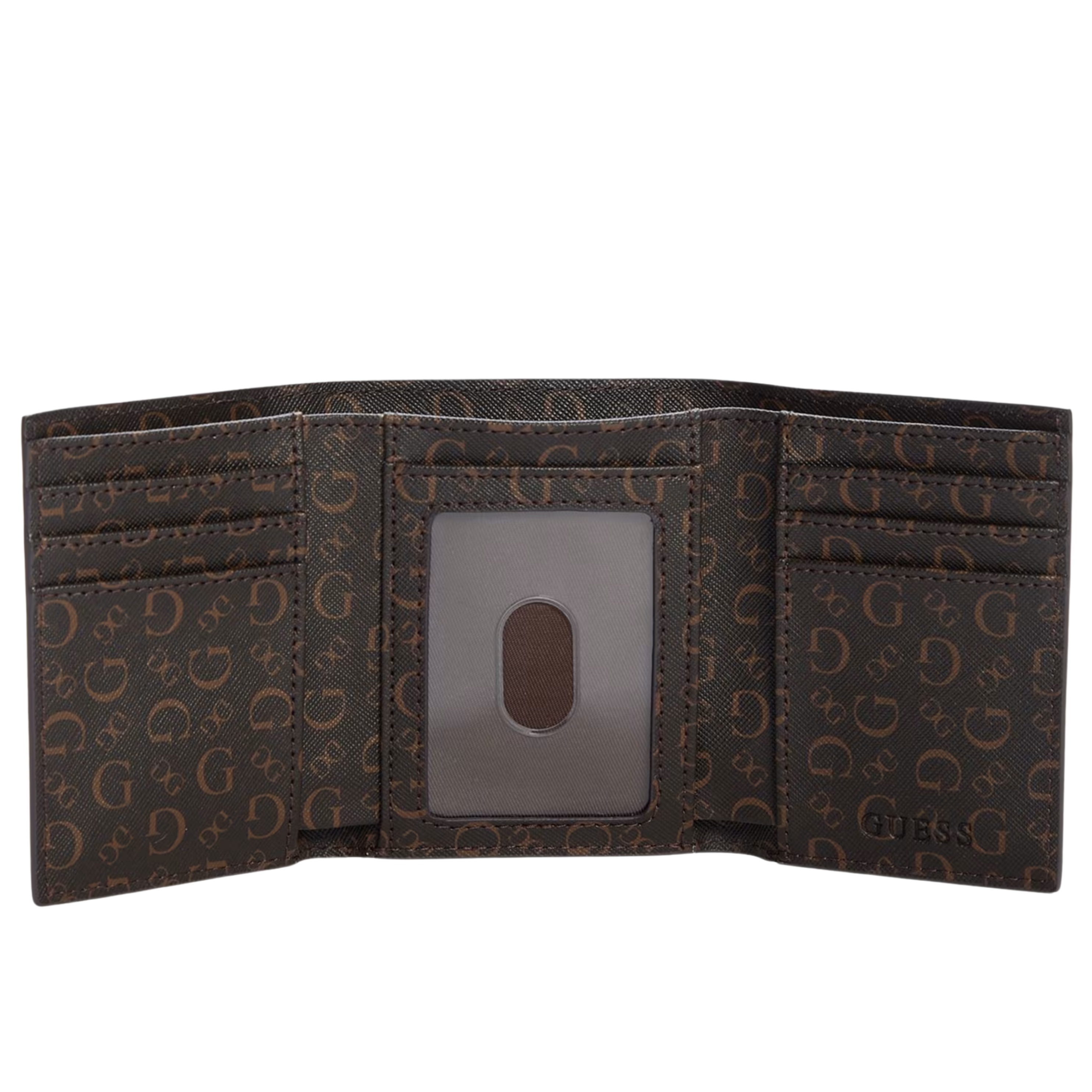 Guess Men G Logo Trifold Faux-Leather Wallet - Brown