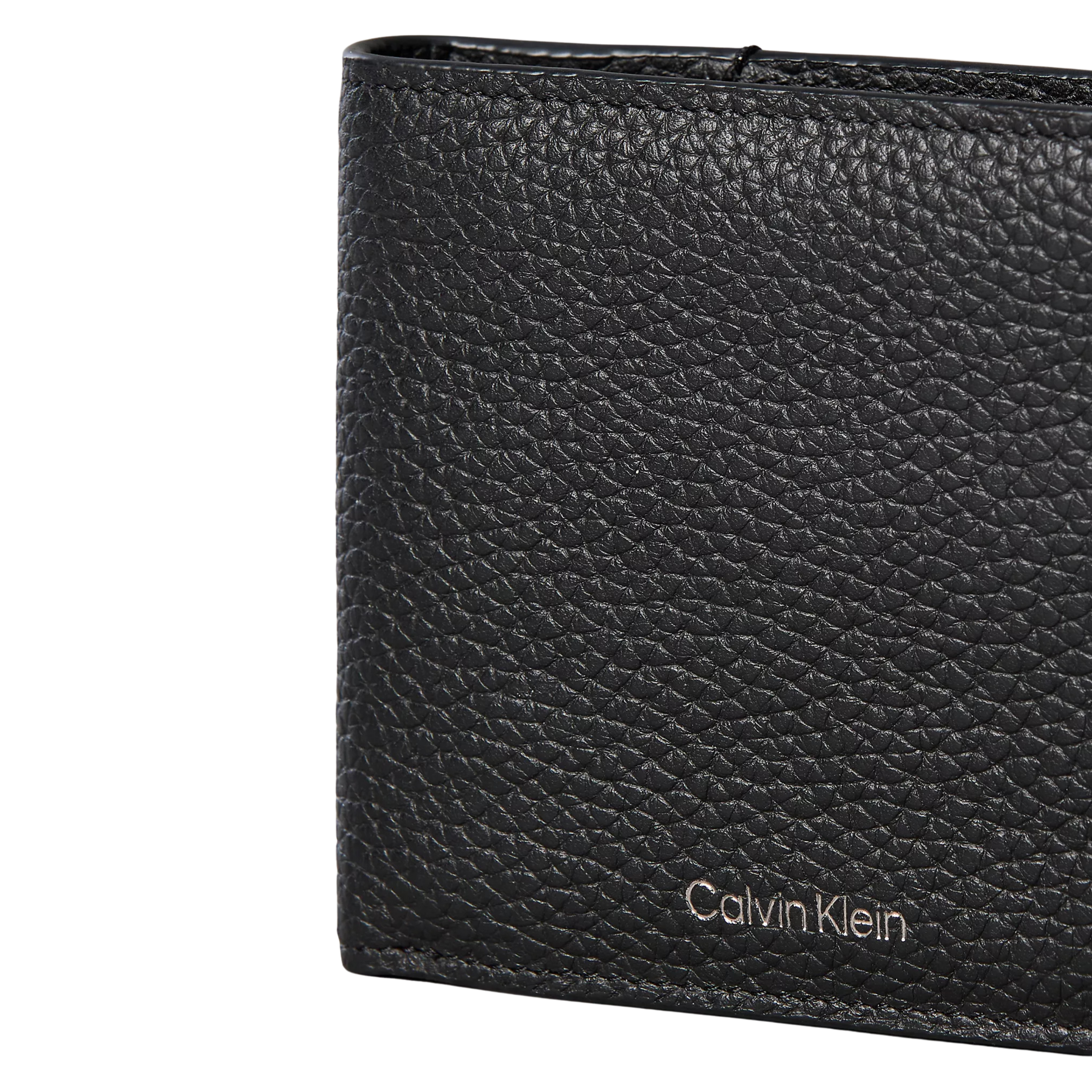 Calvin Klein Men Pebble Grain Leather Bifold Wallet with Coin Pouch - Deep Lichen Green