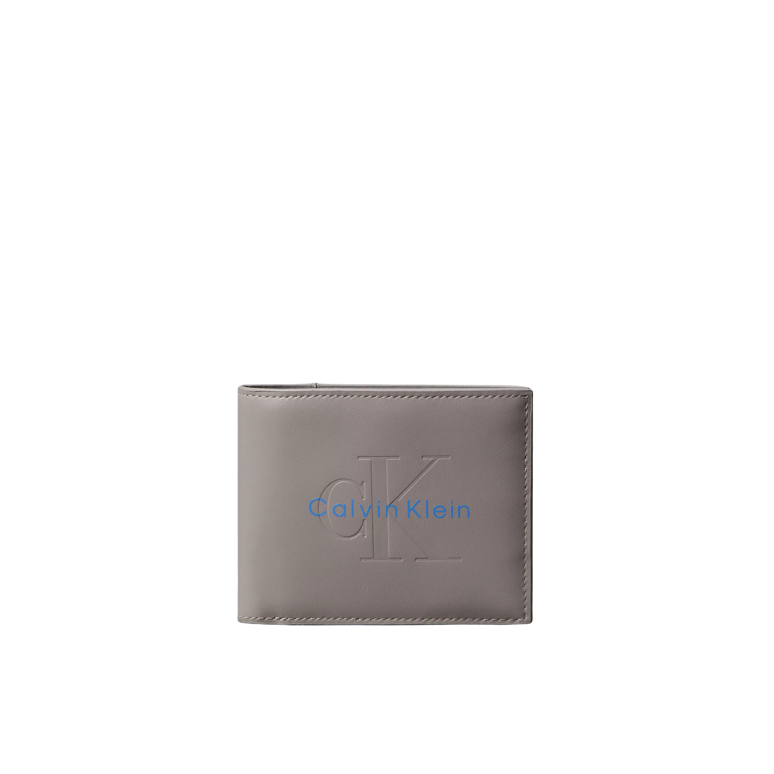 Calvin Klein Men Embossed Monologo Bifold Wallet with Coin Pouch - Cloudburst