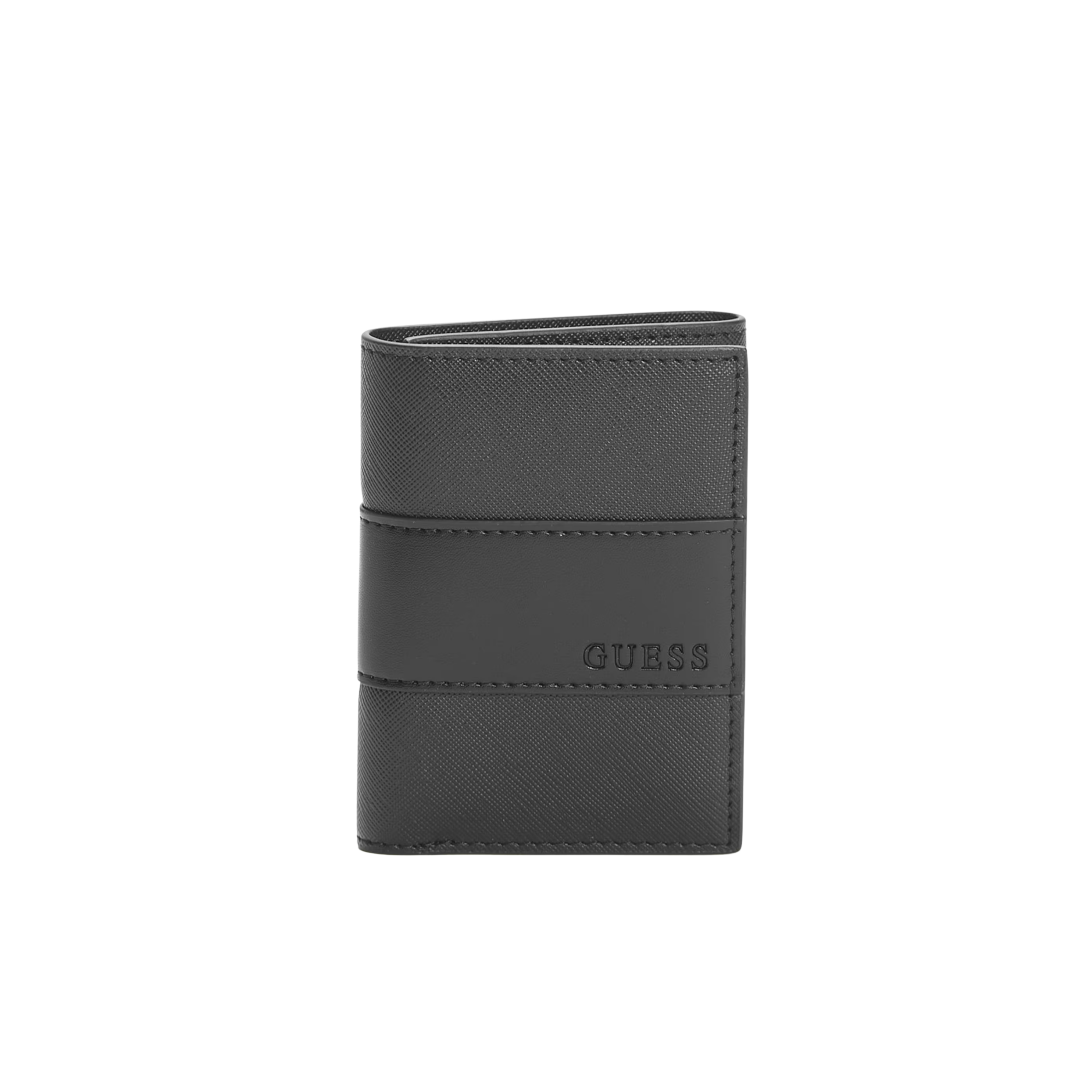 Guess Men Debossed Logo Trifold Wallet - Black