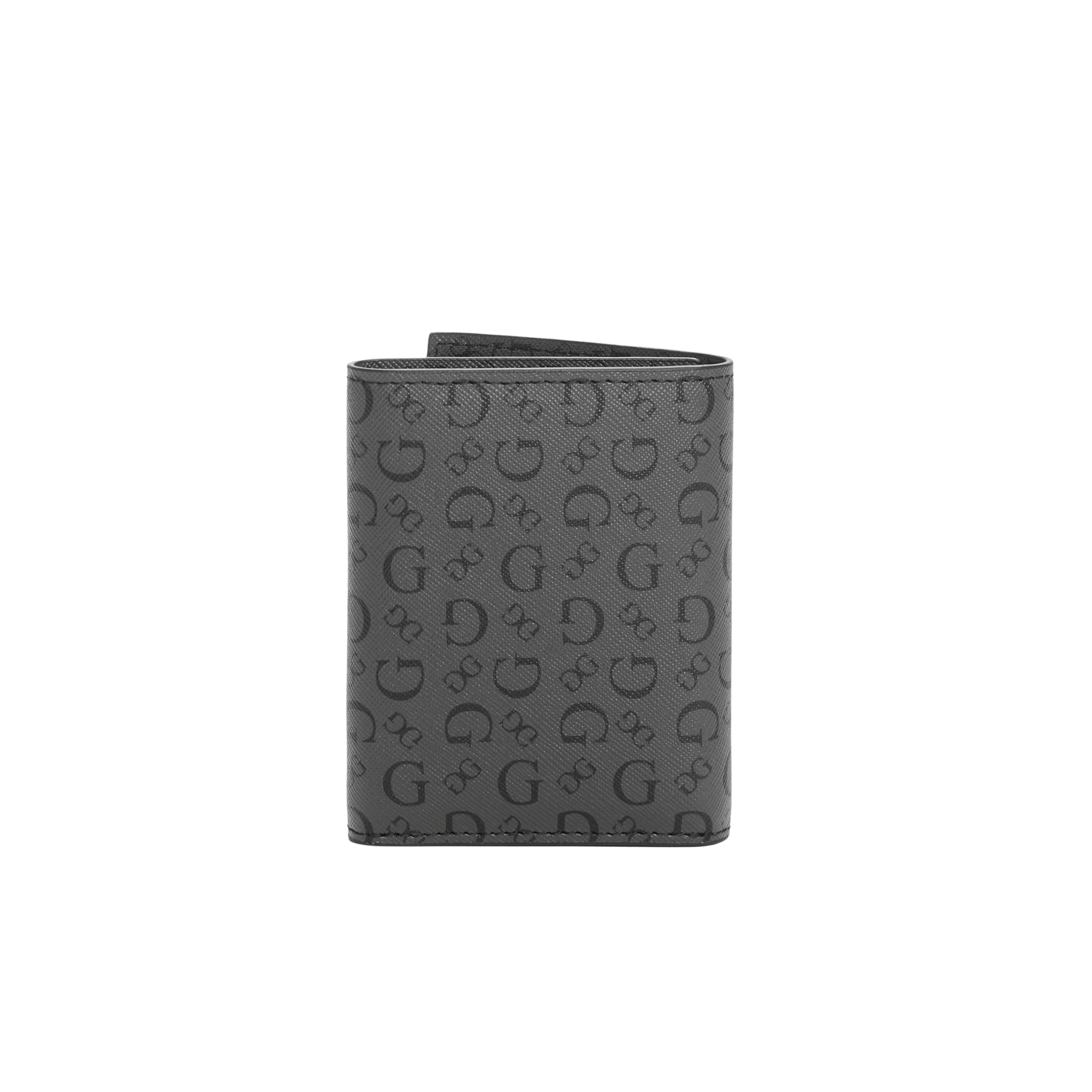 Guess Men Allover Logo Trifold Wallet - Black