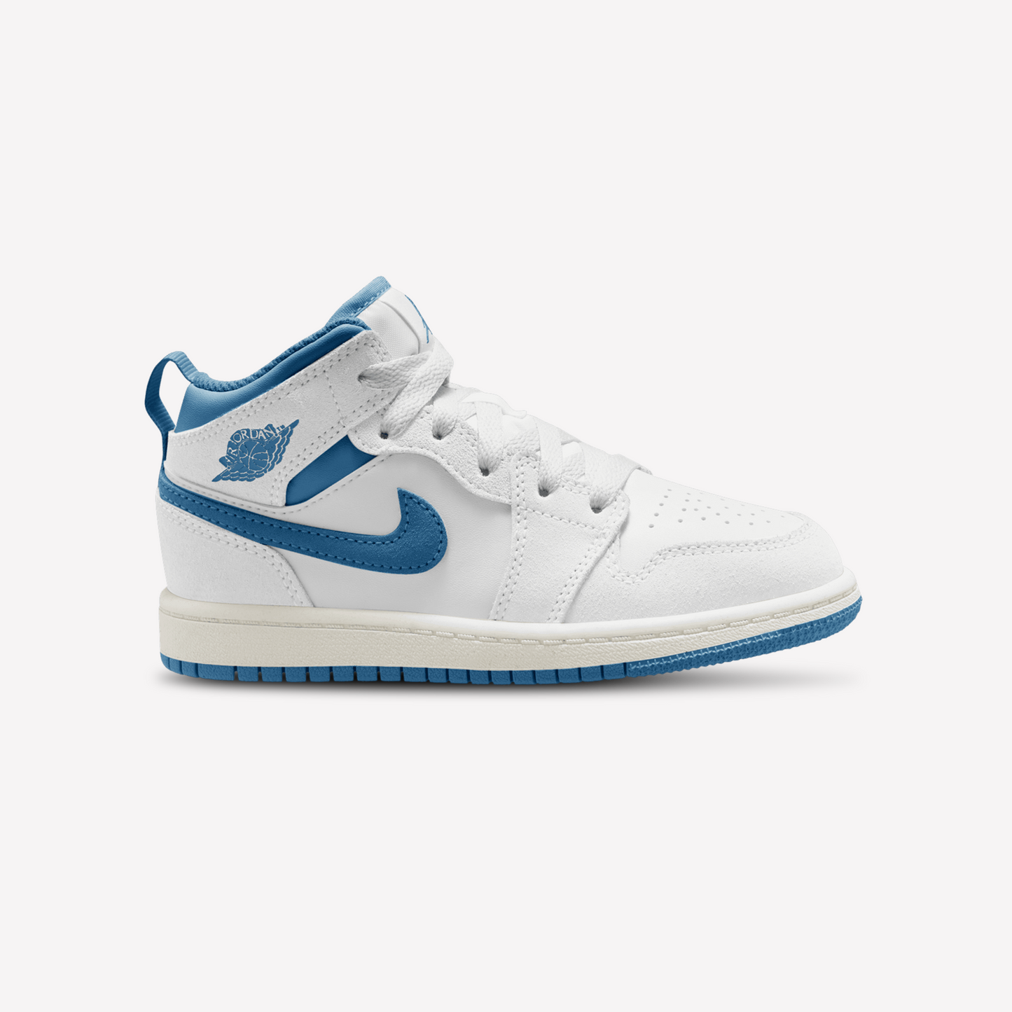 Nike Kids Jordan AJ 1 Mid White Industrial Blue MR Shoes Accessories