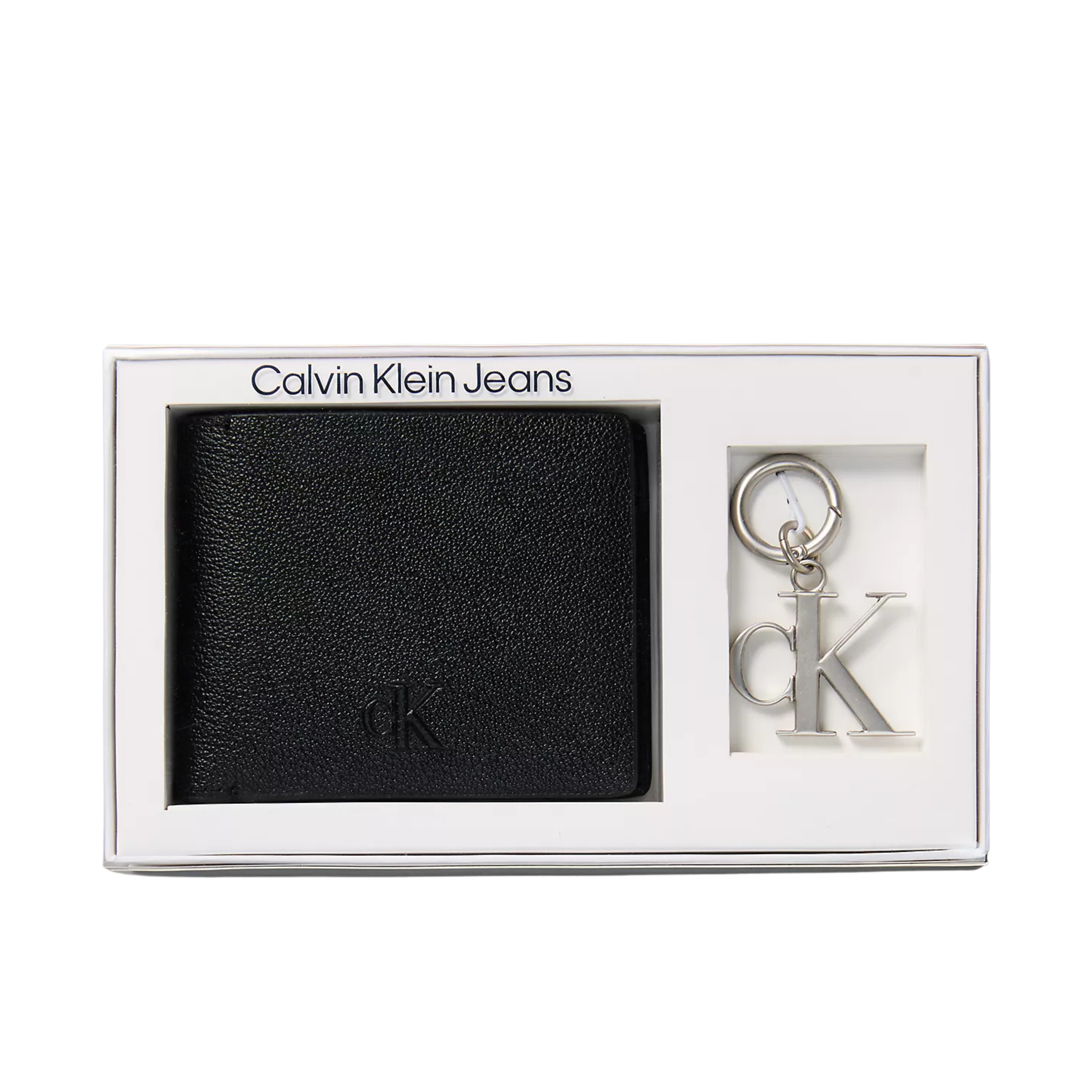 Calvin Klein Men Refined Leather Wallet + Key Ring Gift Set - Black
