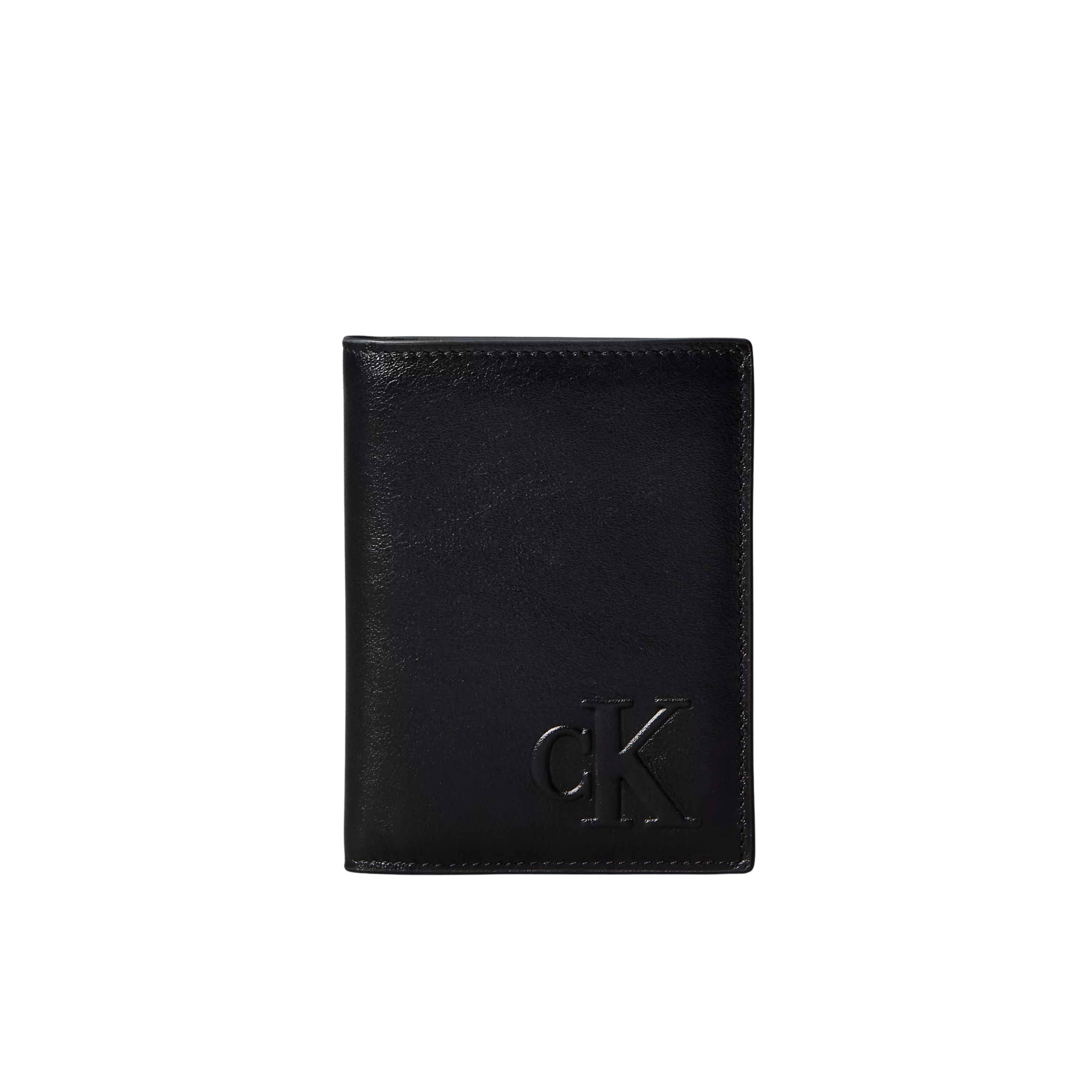 Calvin Klein Men Embossed Monogram Bifold Wallet with Coin Pouch - Black