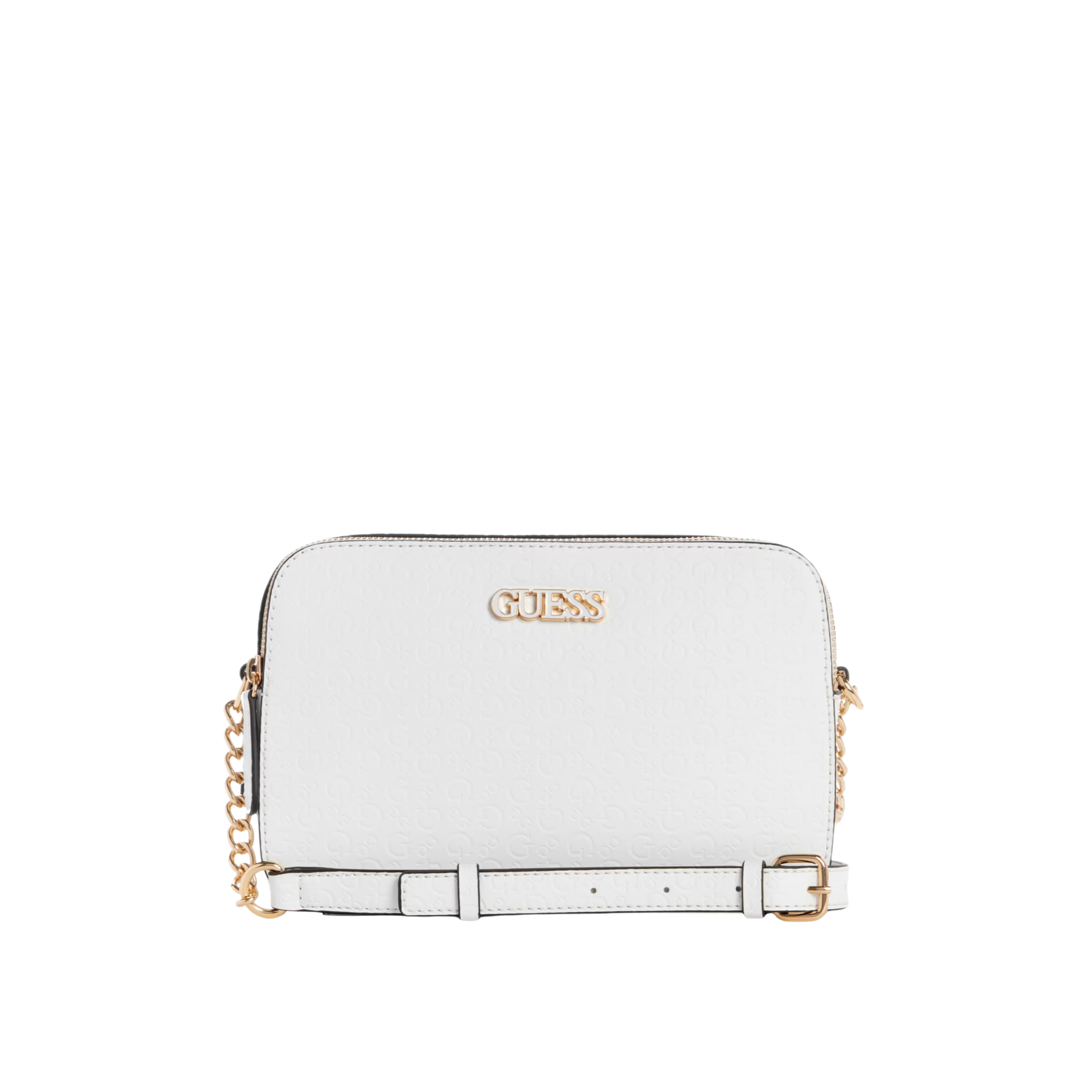Guess Women Zakaria Debossed Logo Double Zip Crossbody - White