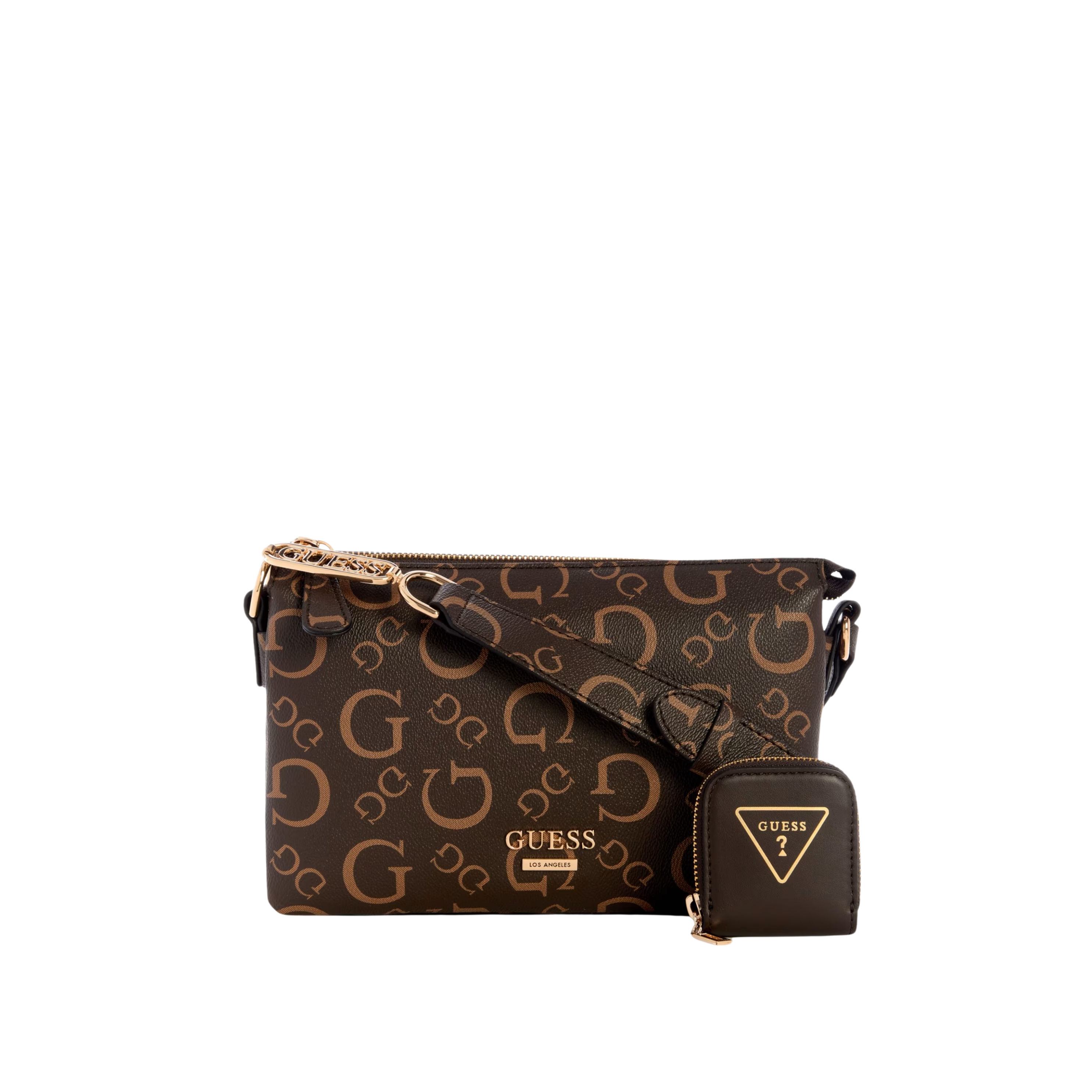 Guess Women Oona Logo Top Zip Crossbody - Brown