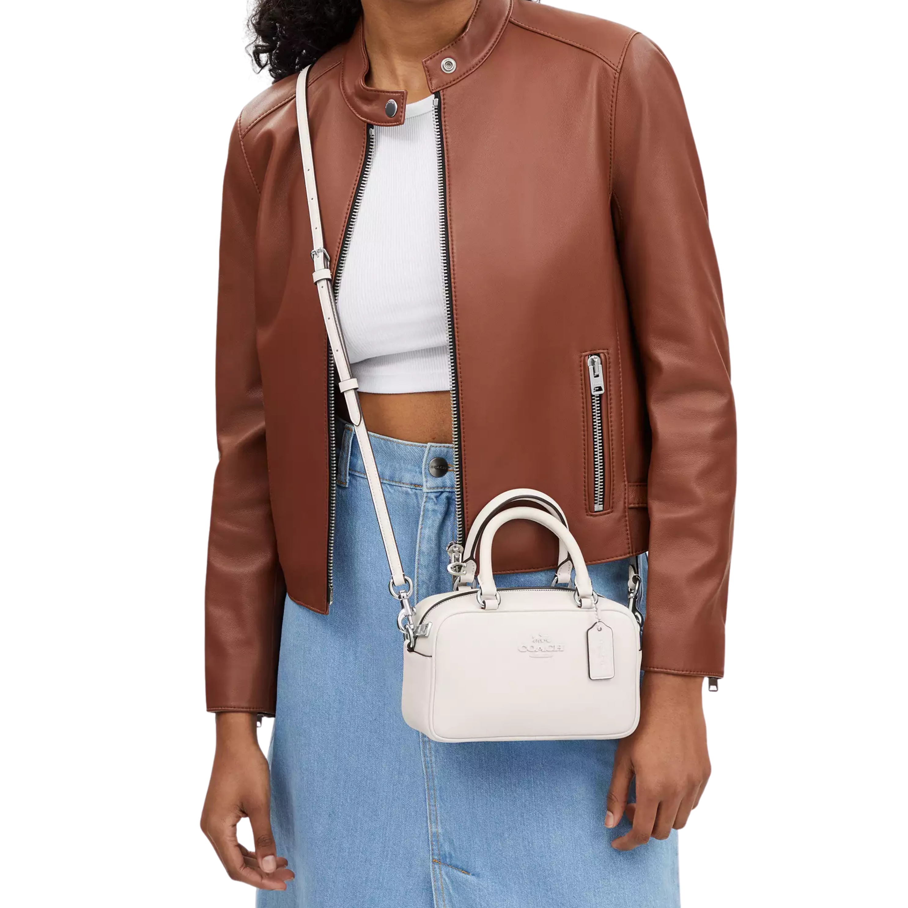 COACH Women Satchel Crossbody - Silver Chalk