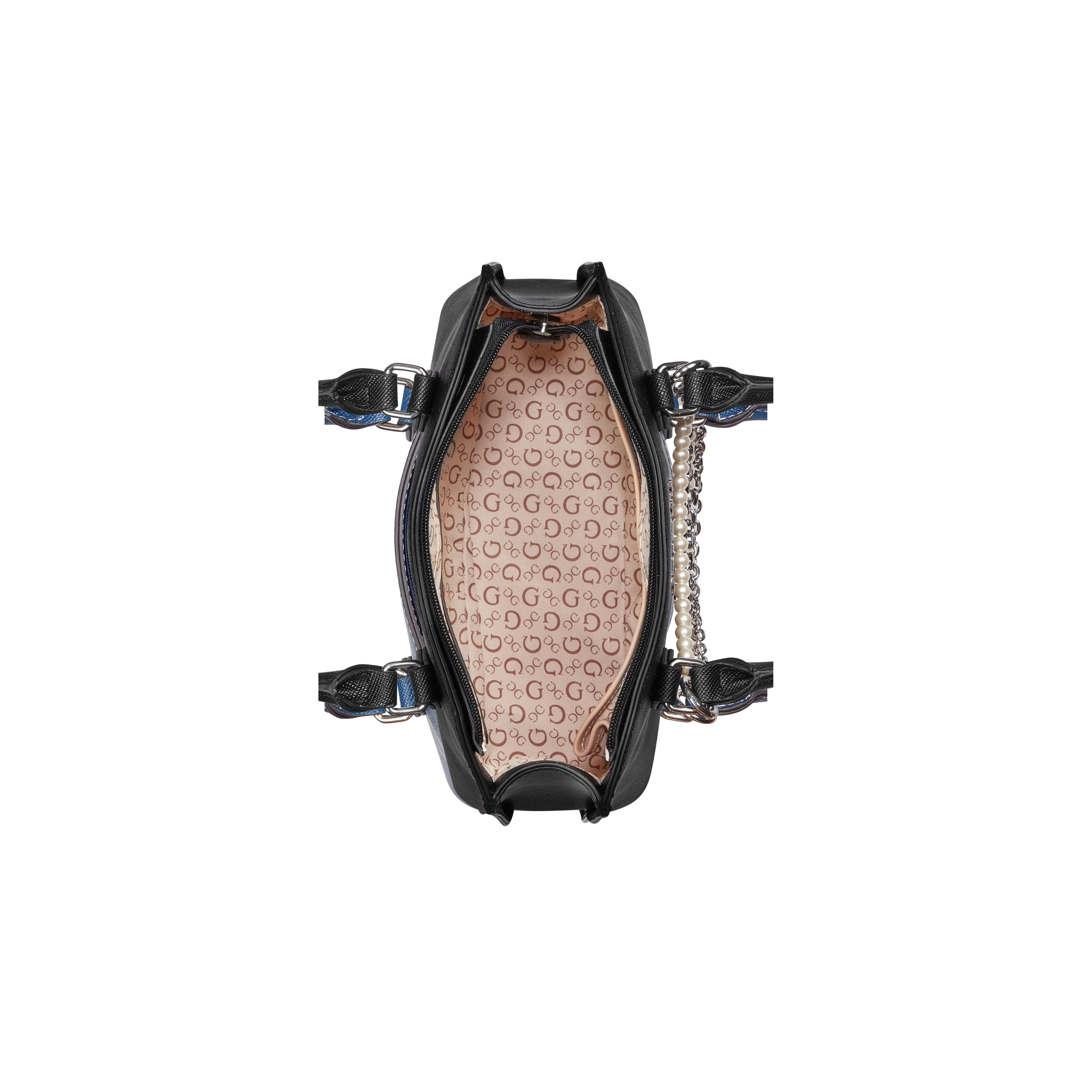 Guess Women Jeanine Faux Pearl Charm Satchel - Black