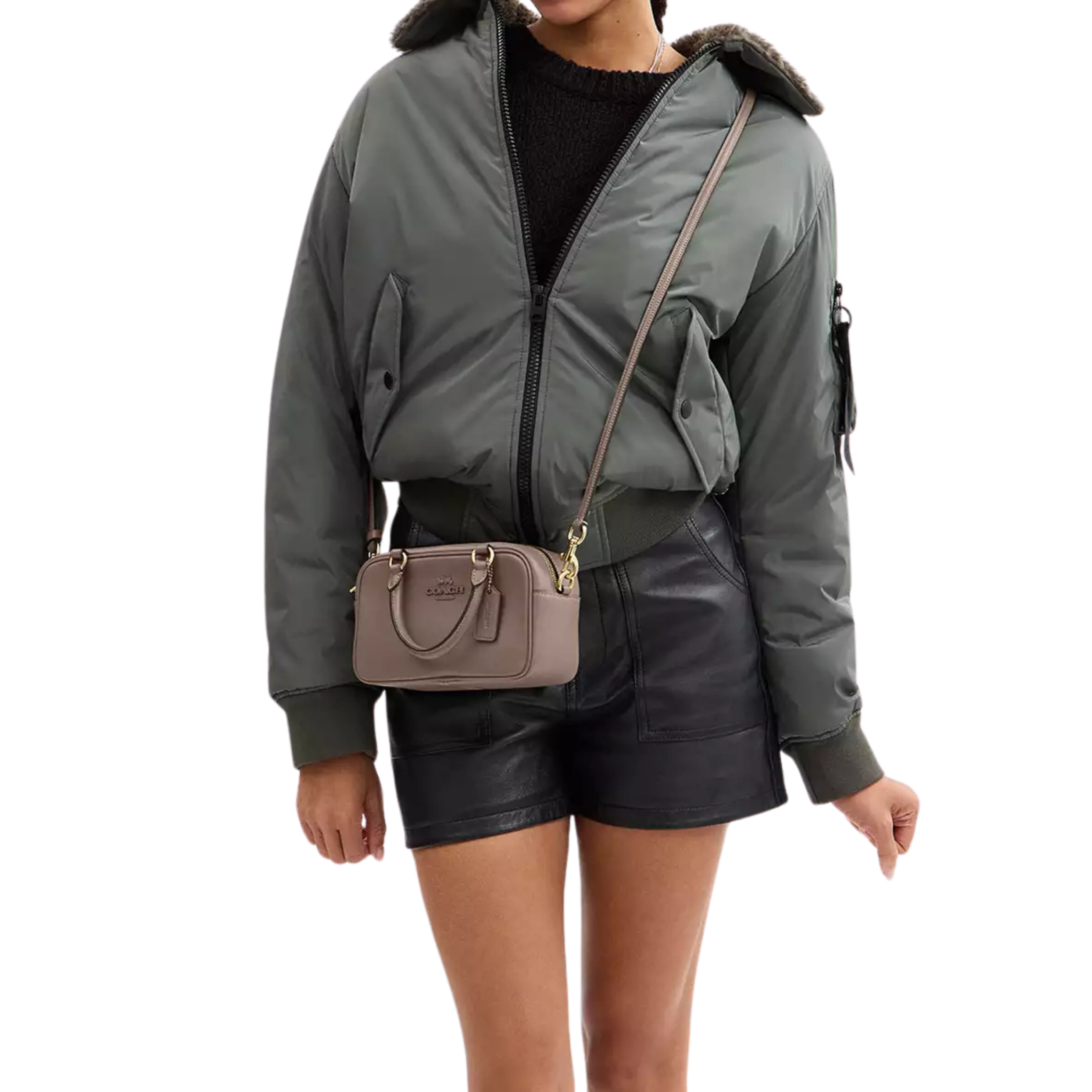 COACH Women Satchel Crossbody - Gold Dark Stone