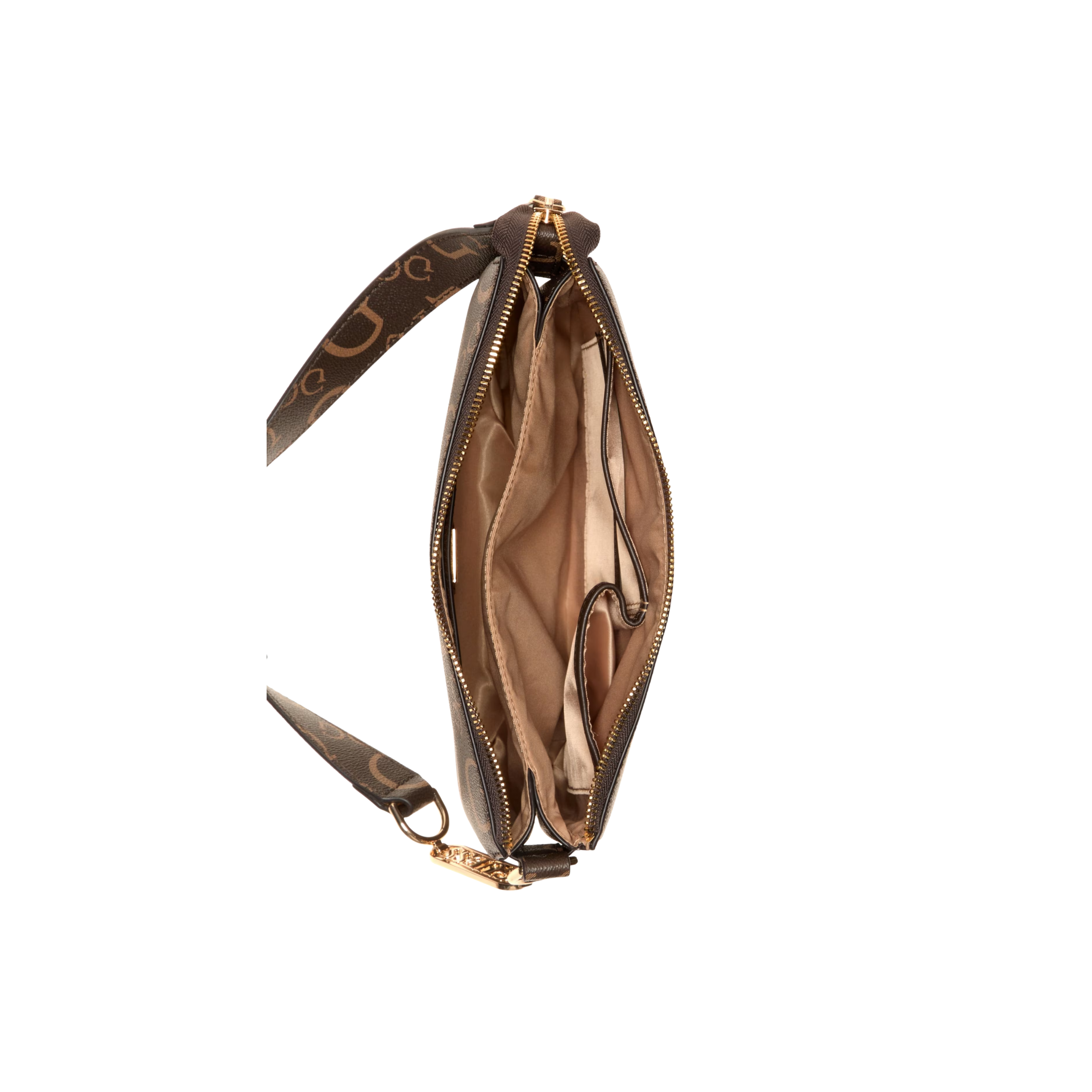 Guess Women Oona Logo Top Zip Crossbody - Brown