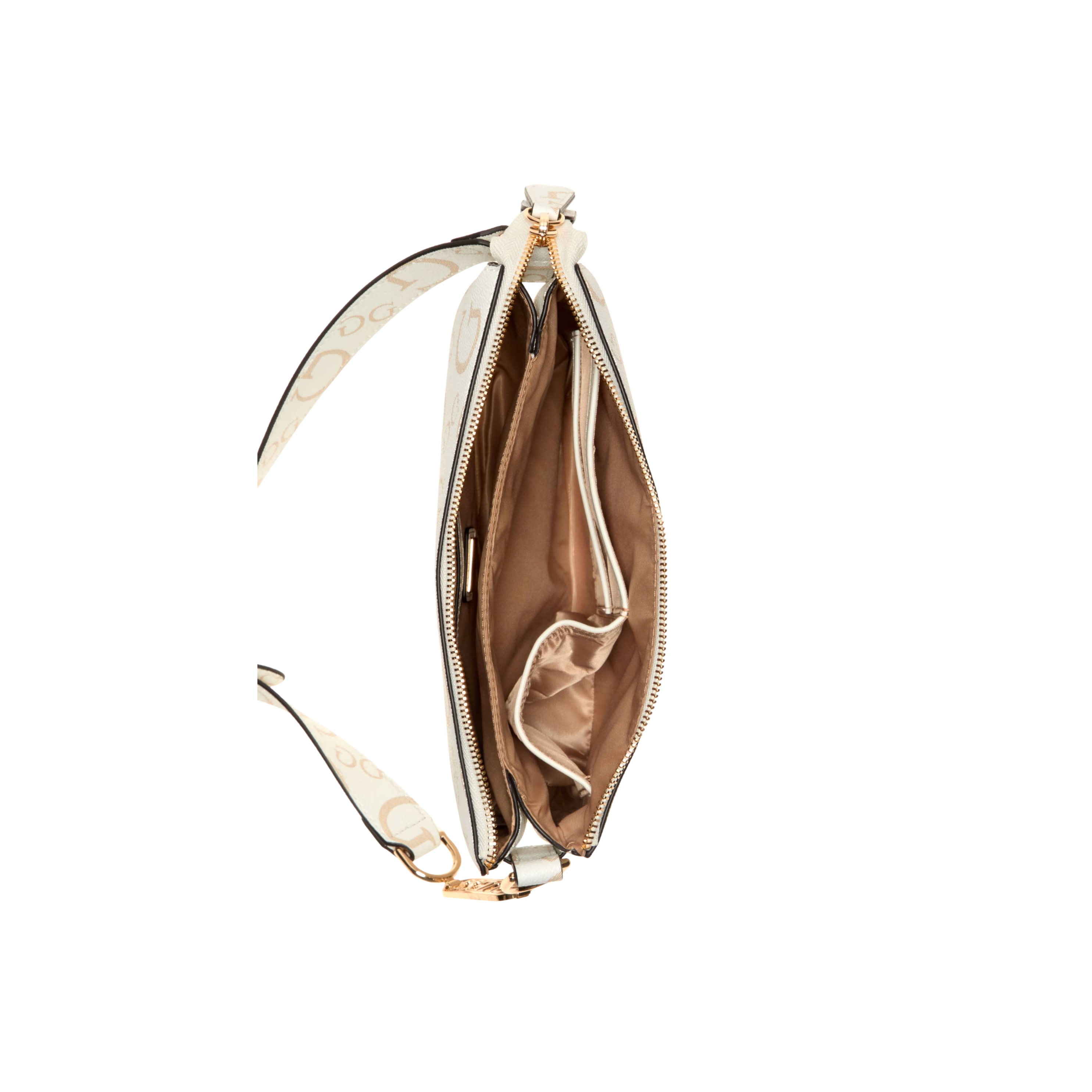 Guess Women Oona Logo Top Zip Crossbody - White