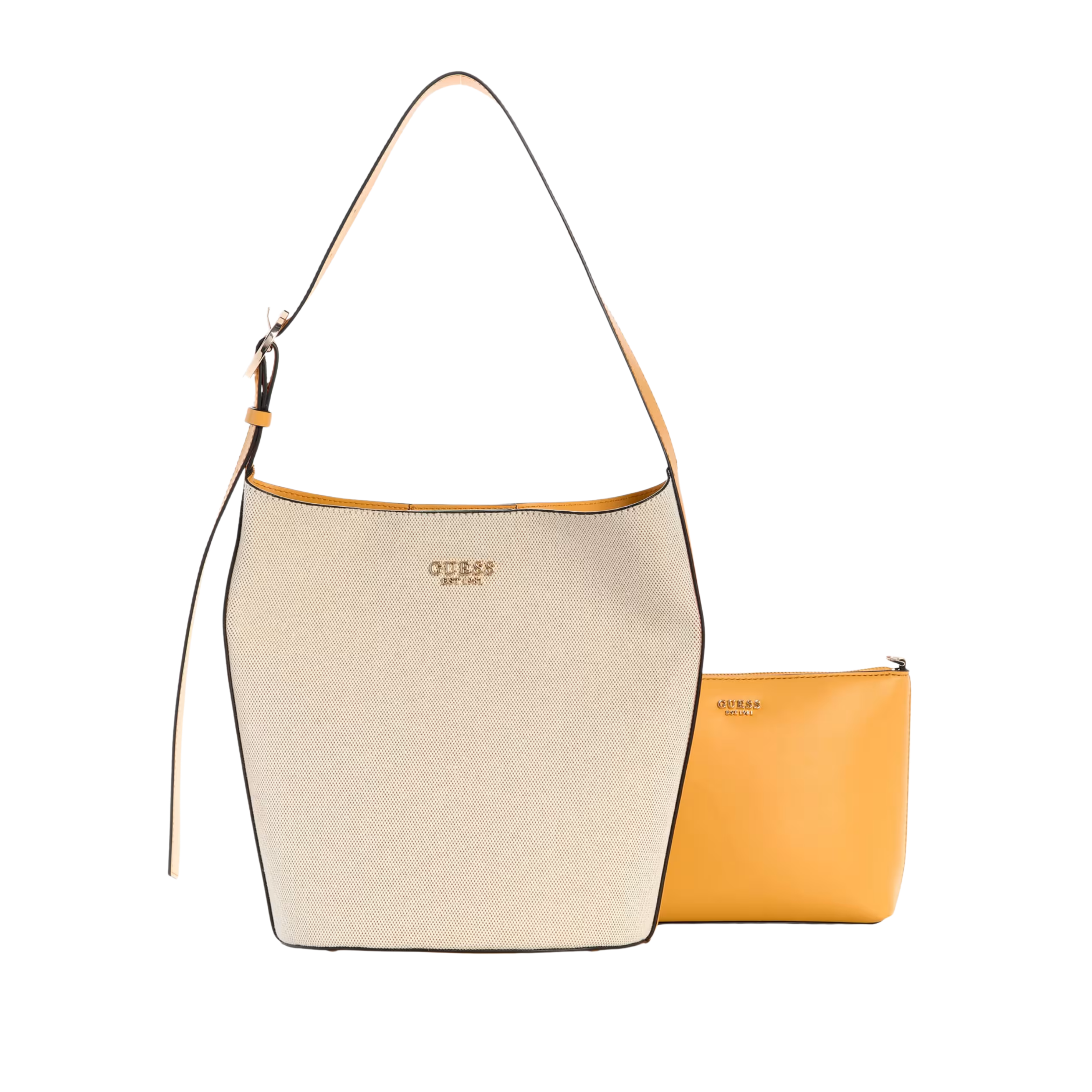 Guess Women Nicolette Canvas Large Bucket Bag - Natural Marigold