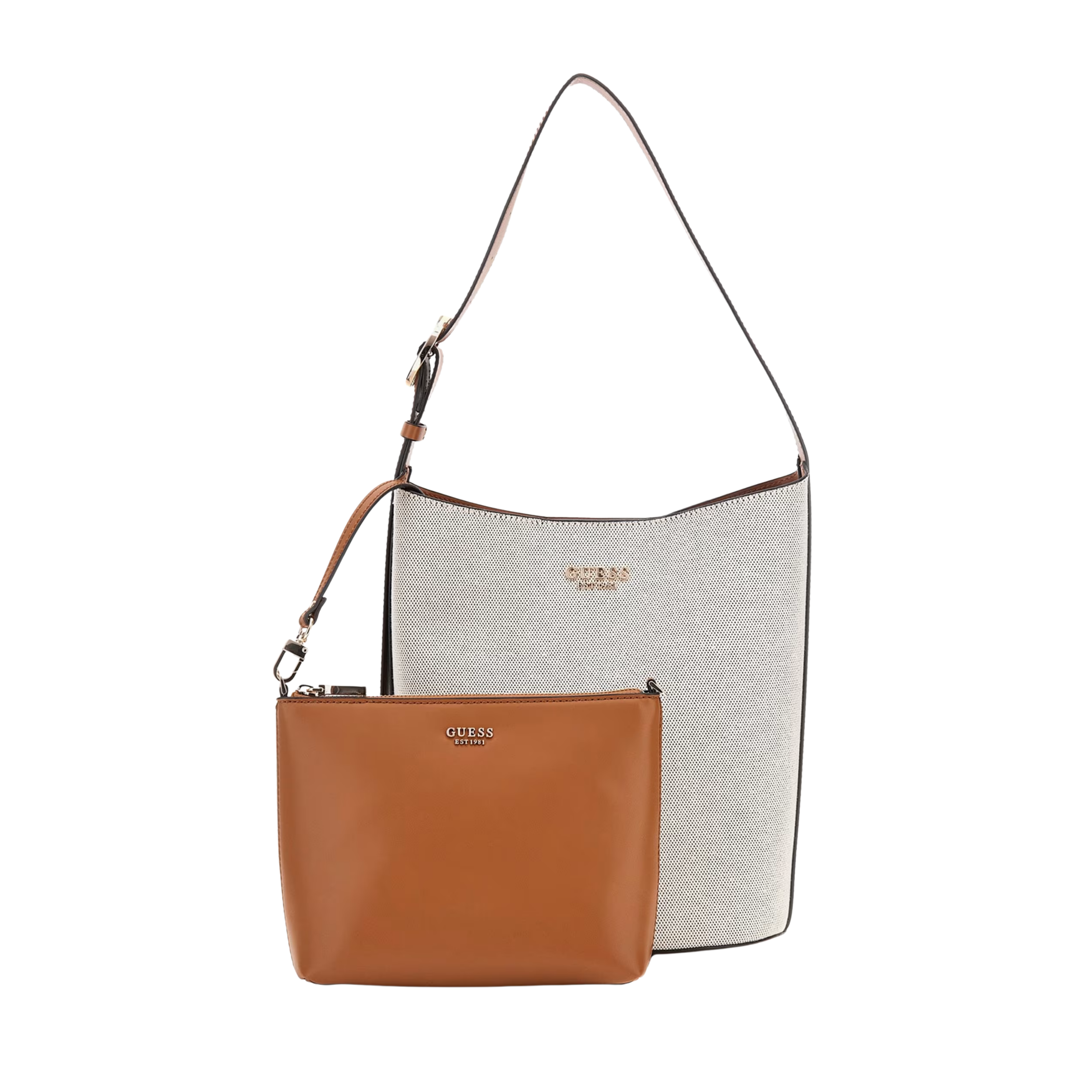 Guess Women Nicolette Canvas Large Bucket Bag - Natural Caramel