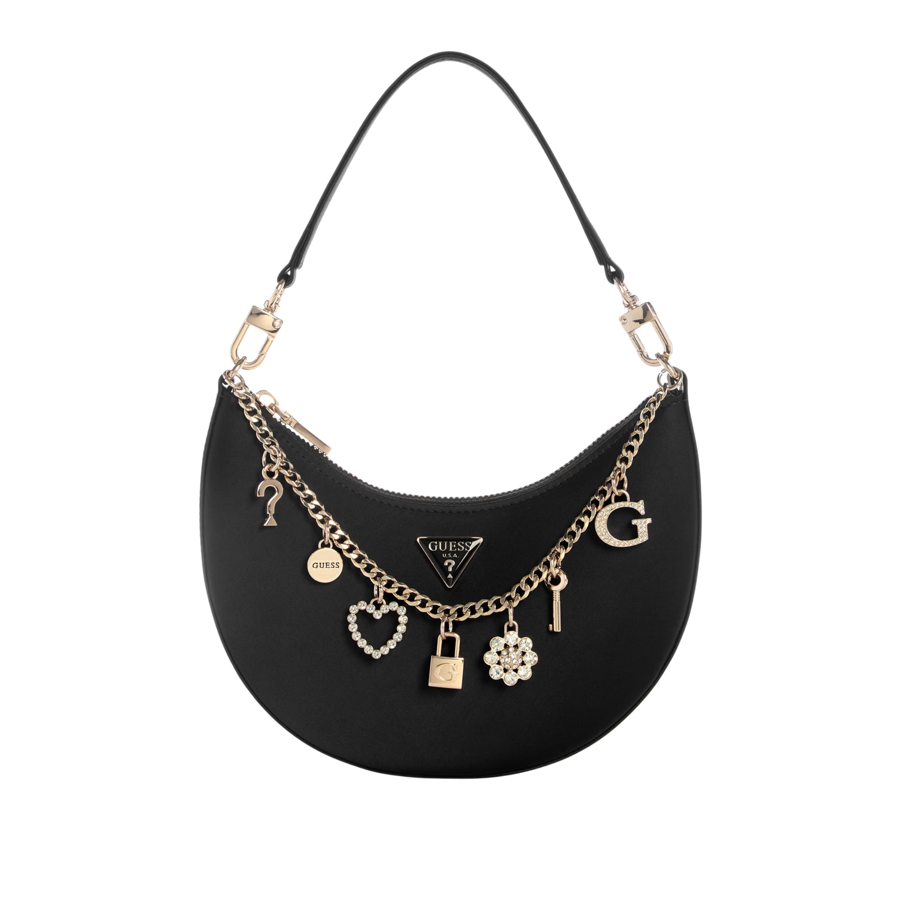 Guess Women Tasmin Charm Appliqué Hobo Bag - Black