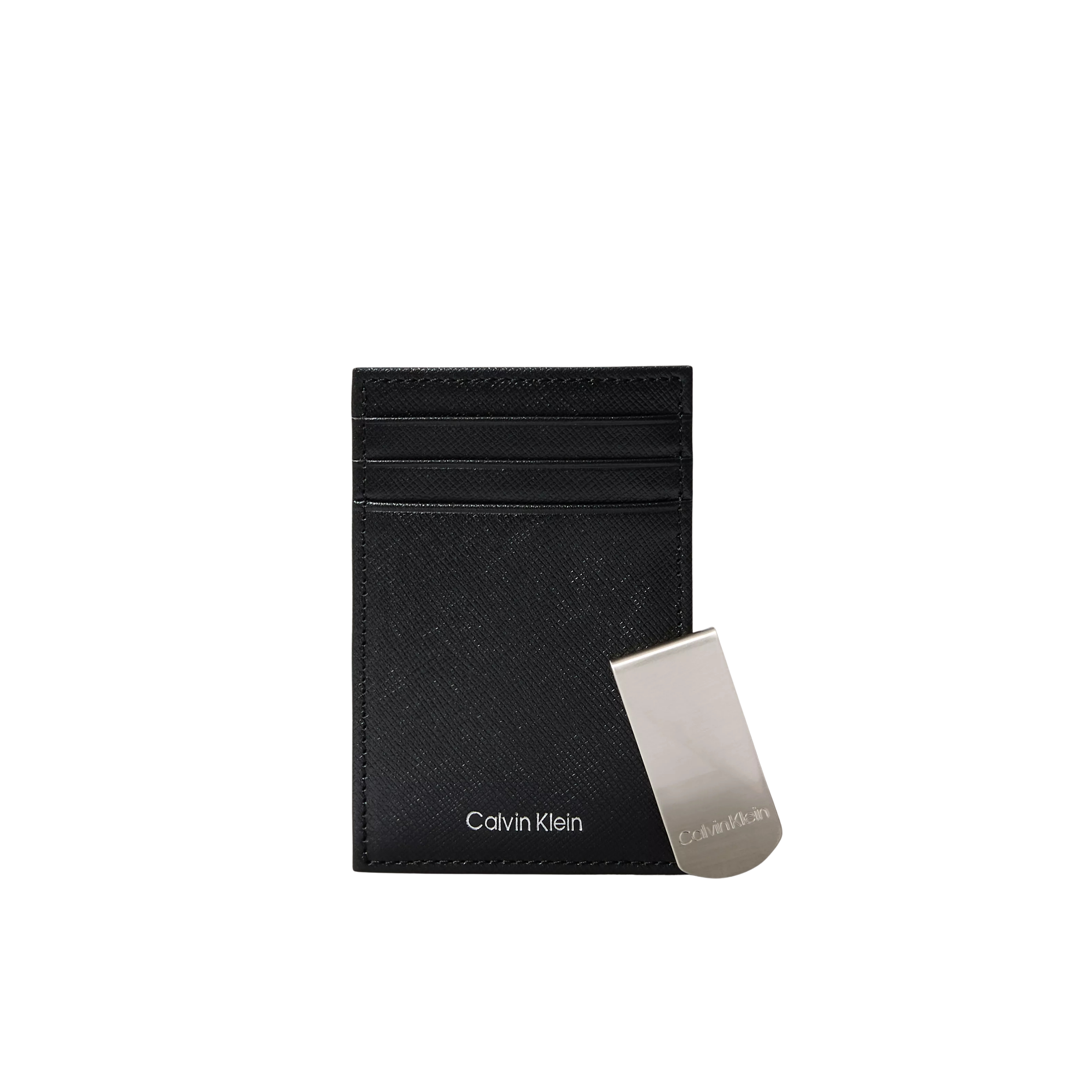 Calvin Klein Men Refined Saffiano Card Case + Money Clip - Black