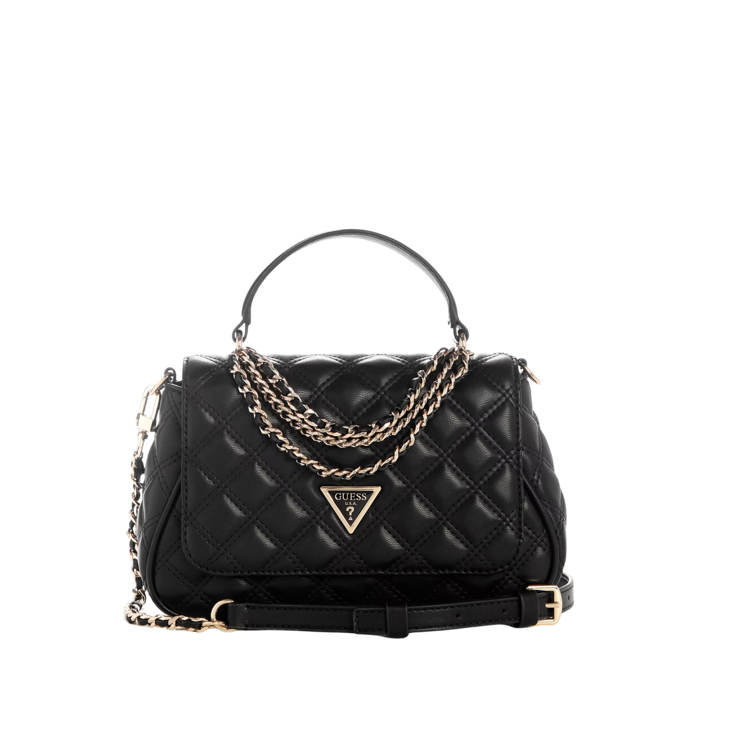 Guess Women Giully II Quilted Top Handle Bag - Black