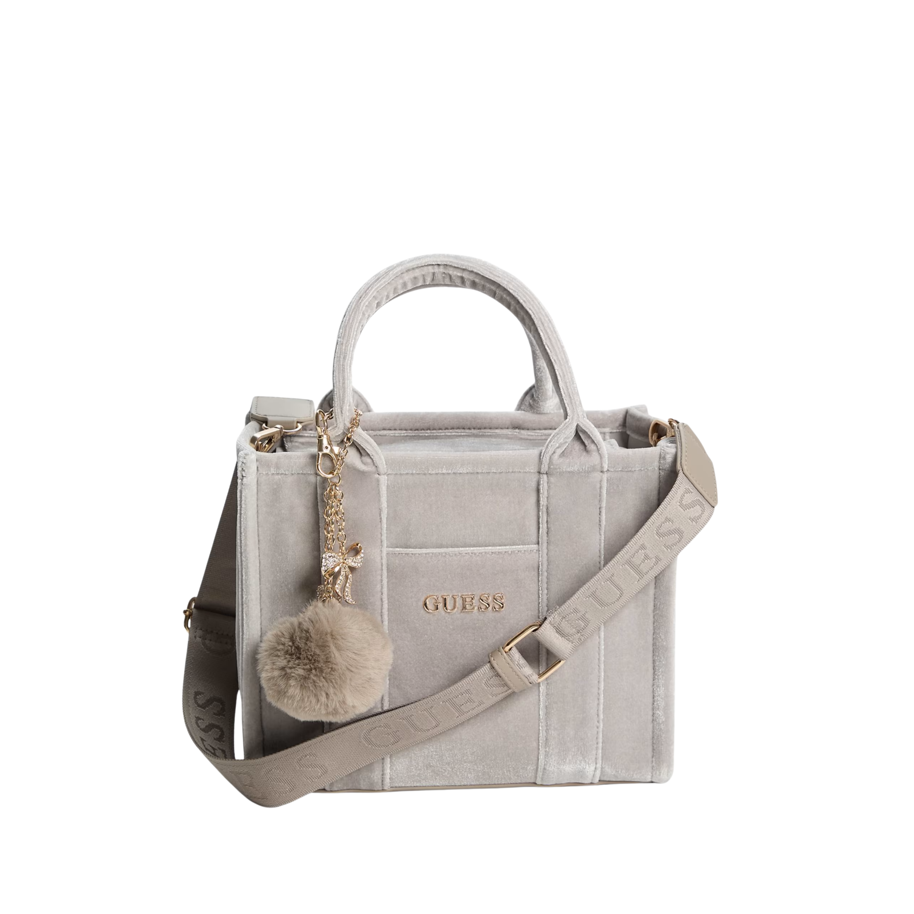 Guess Women Holly Velvet Mini Tote - Gray