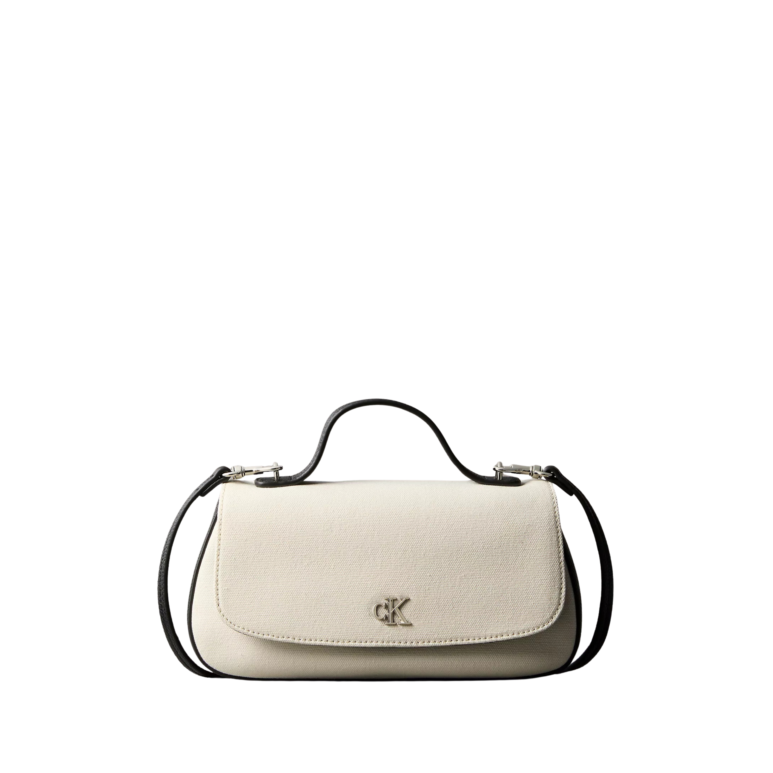 Calvin Klein Women Monogram Canvas Handle Shoulder Bag - White Canvas