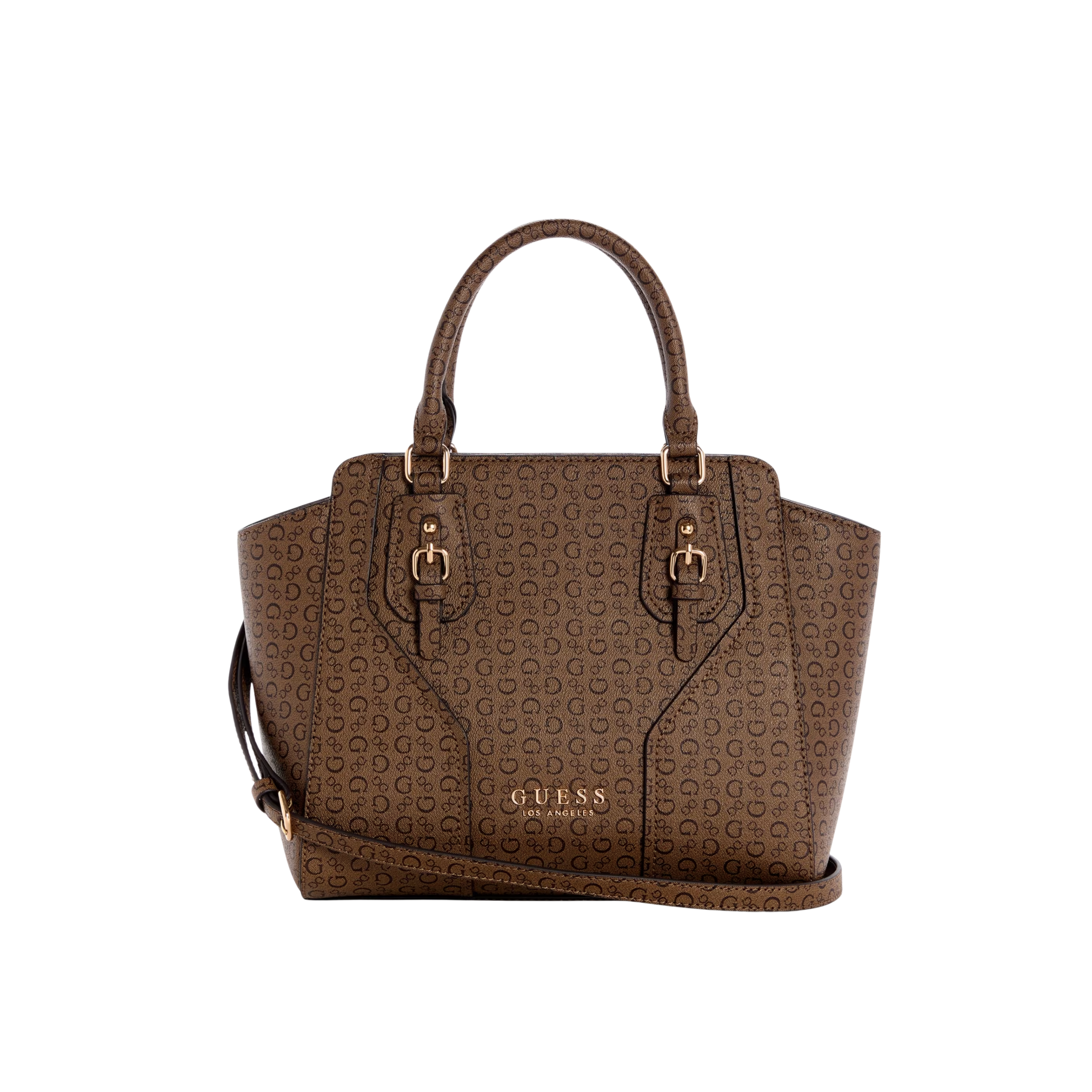 Guess Women Gemma Logo Satchel - Brown